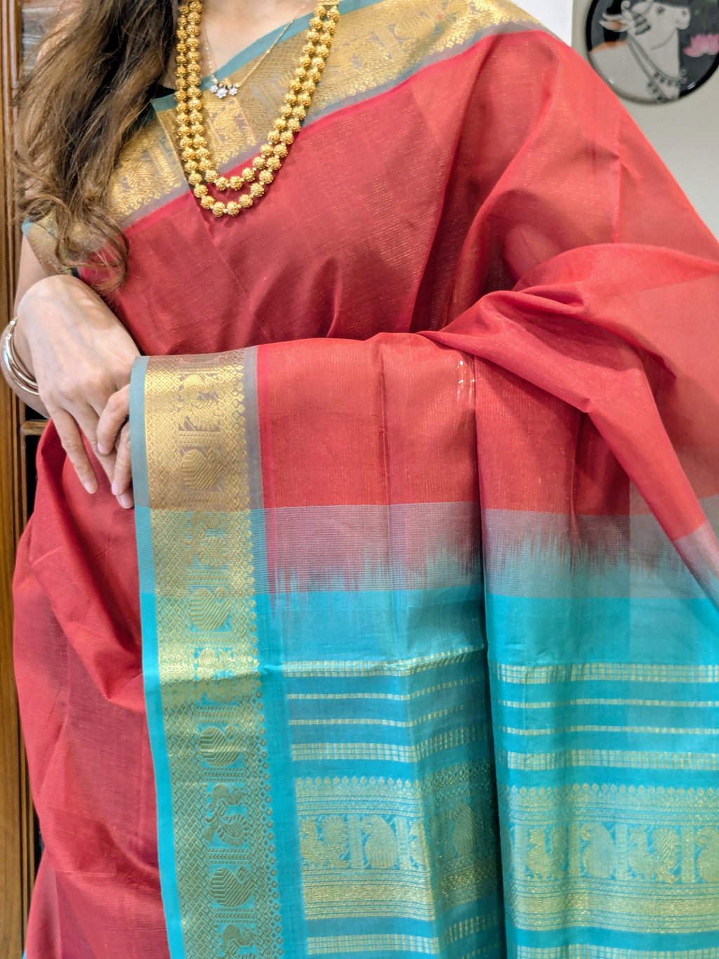 Silk Cotton Red Kanjivaram Saree