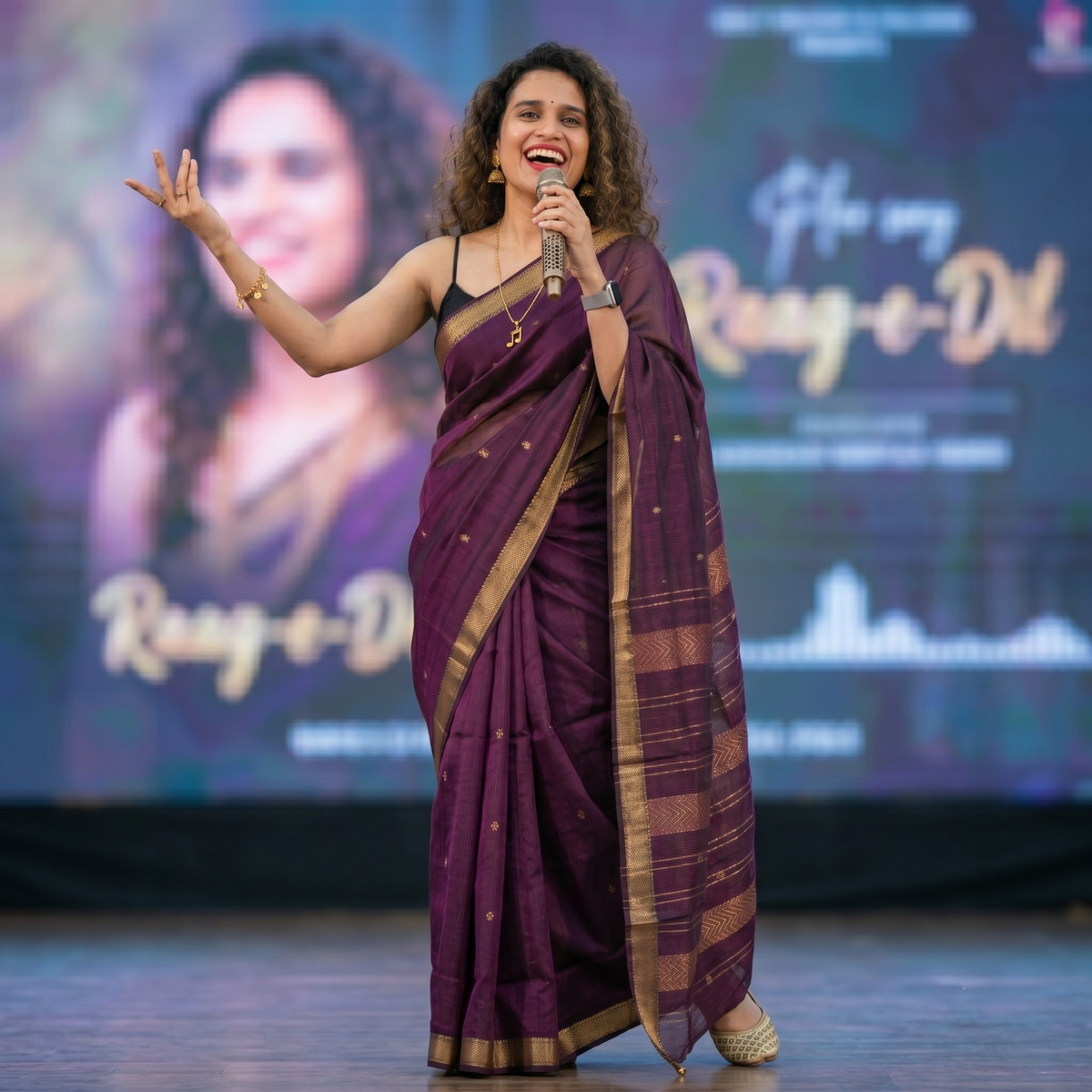 Garbh Reshmi with Butti Wine Maheshwari Handloom Saree