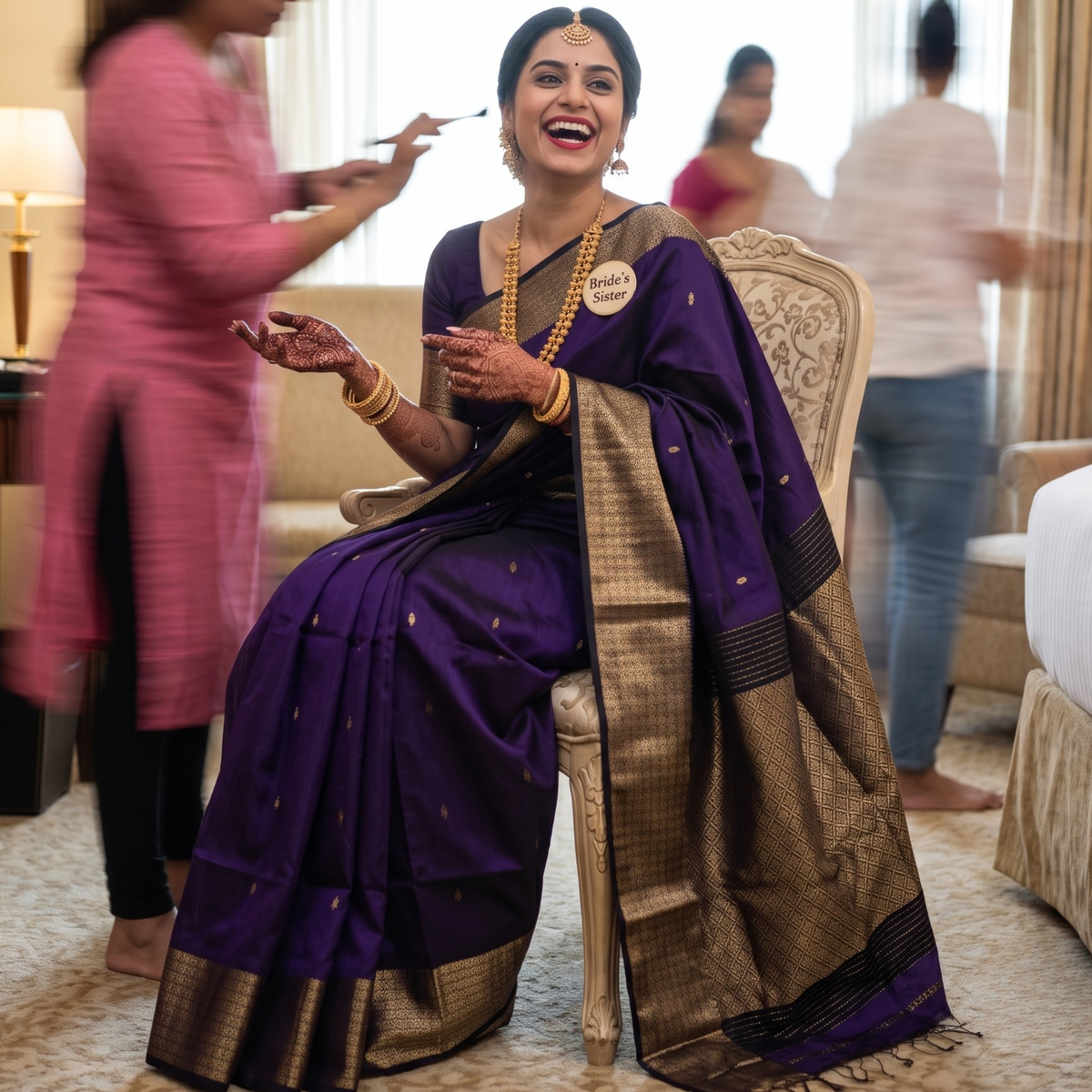 Purple Maheshwari Silk Cotton Saree with Heavy Pallu