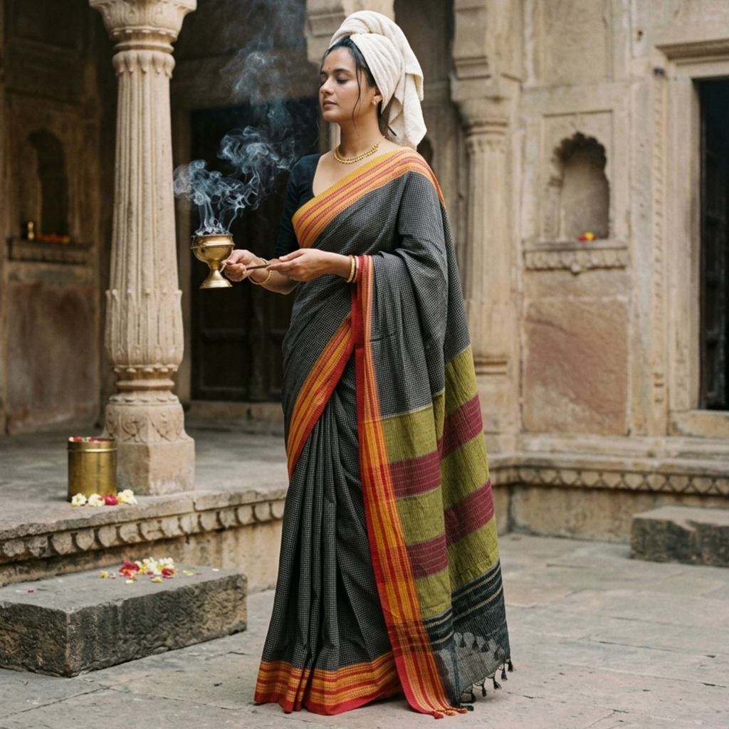 Ilkal Handloom Black Patteda Anchu Saree
