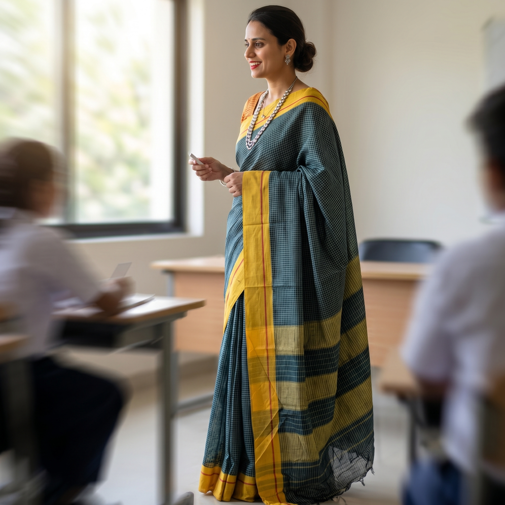 Ilkal Handloom Green Patteda Anchu Saree