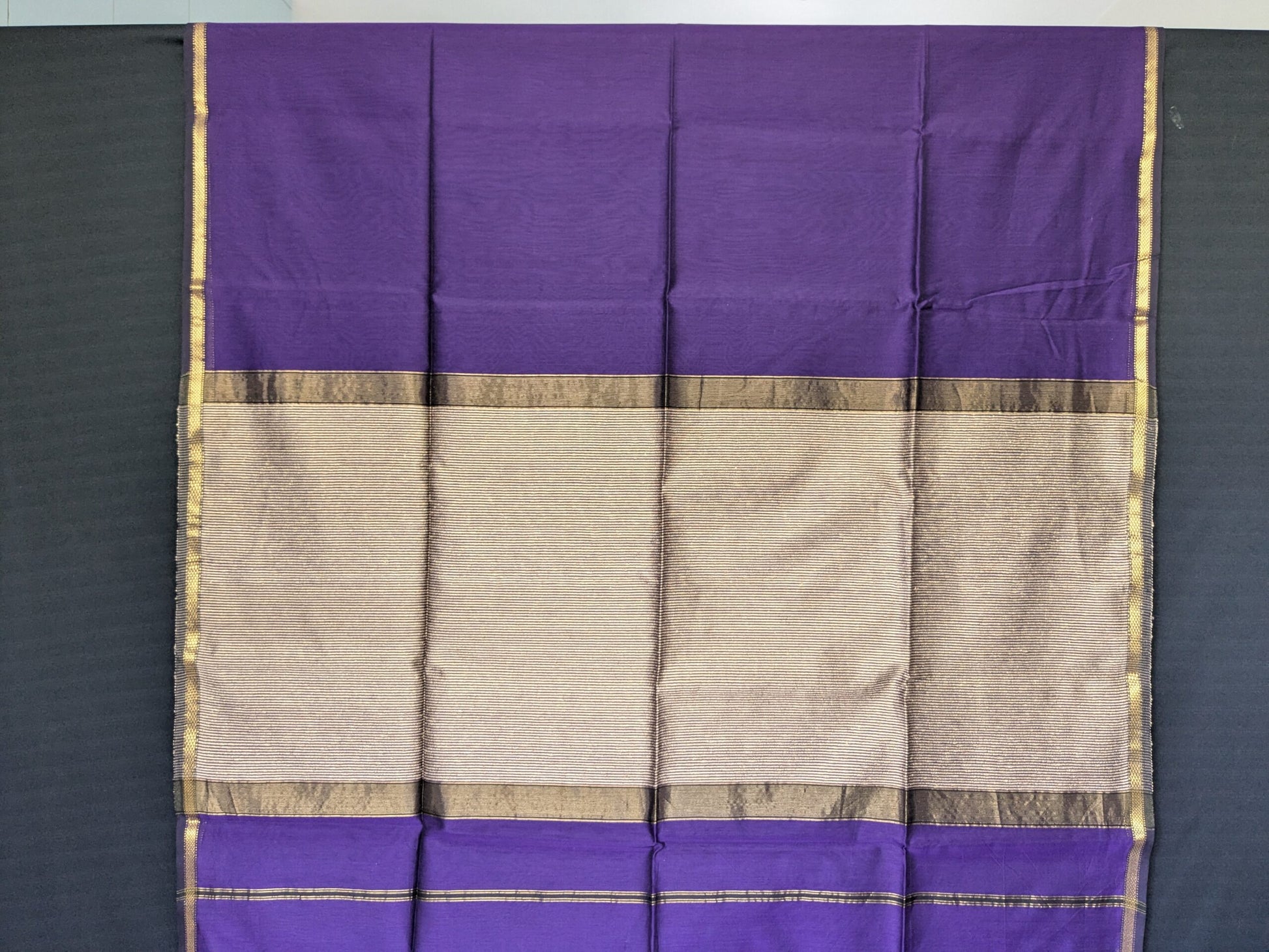 Purple Maheshwari Handloom Saree with Kosa Silk Pallu & Running Blouse