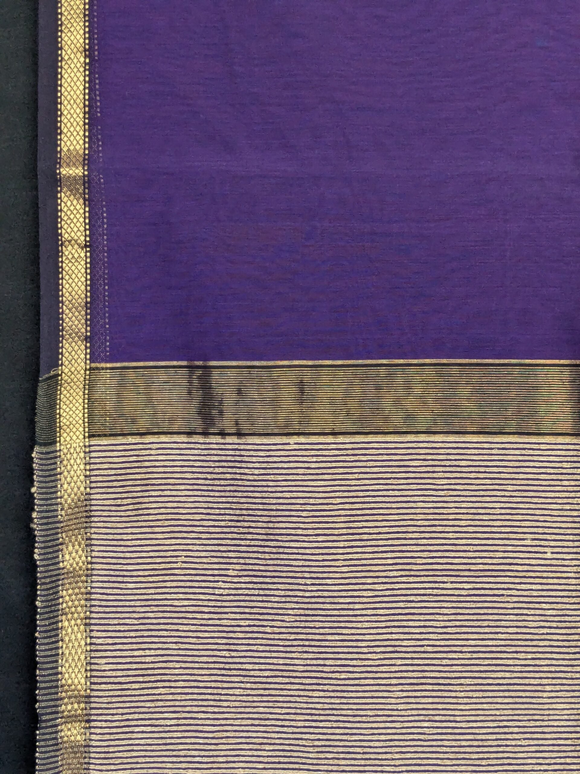 Purple Maheshwari Handloom Saree with Kosa Silk Pallu & Running Blouse
