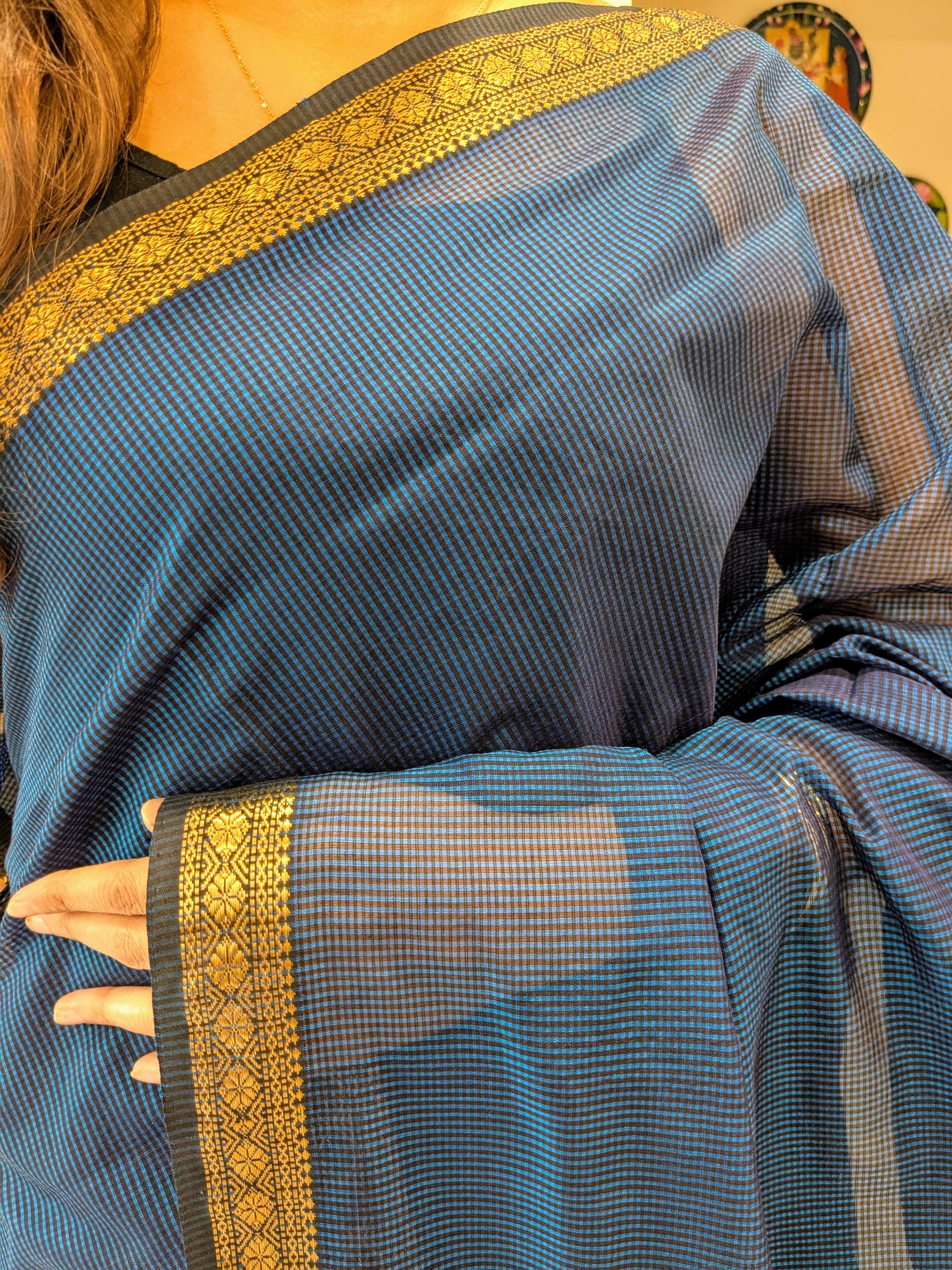 Garbh Reshmi Rama Blue Maheshwari Saree