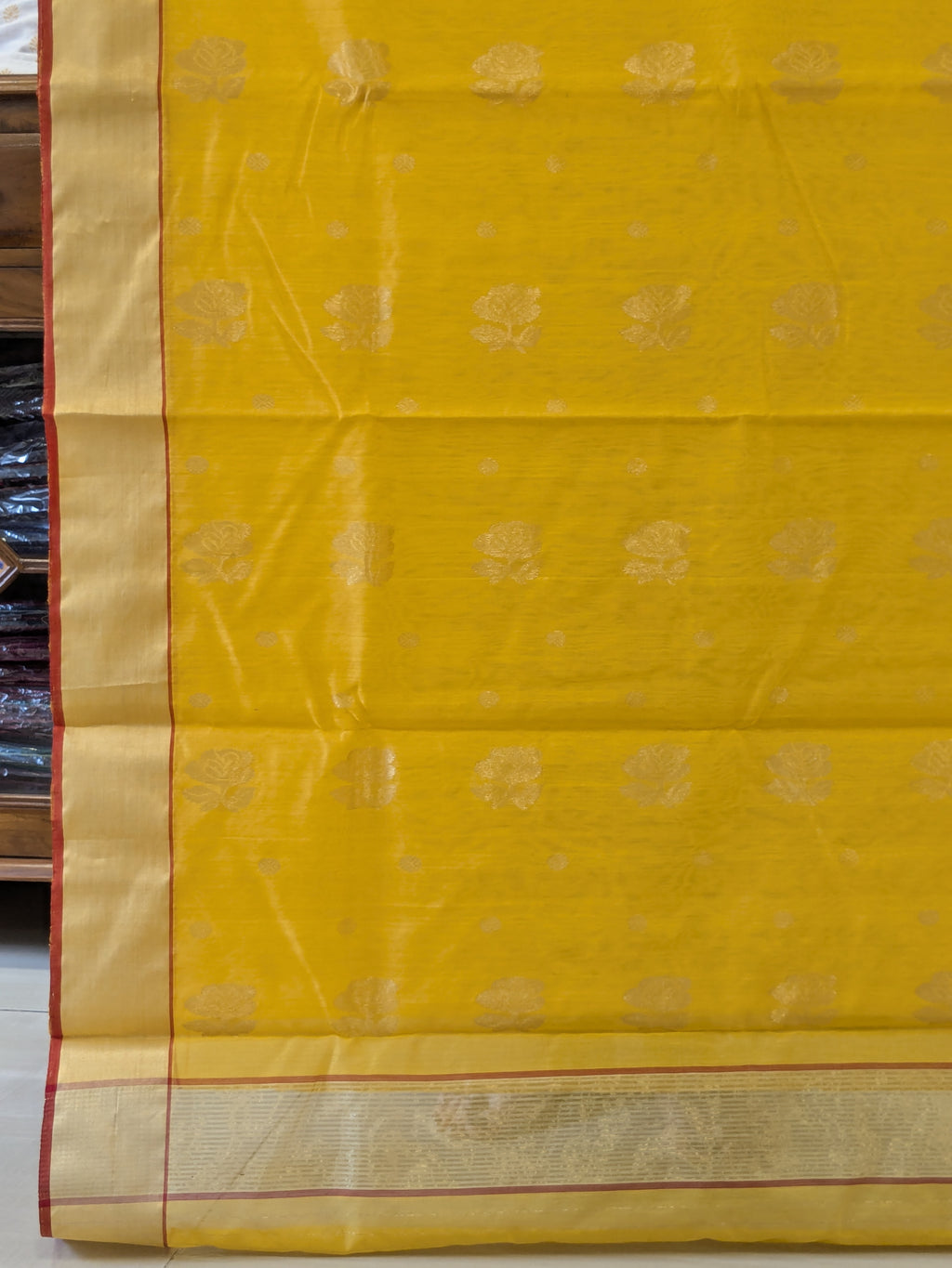 Chanderi Yellow Cotton Silk Saree