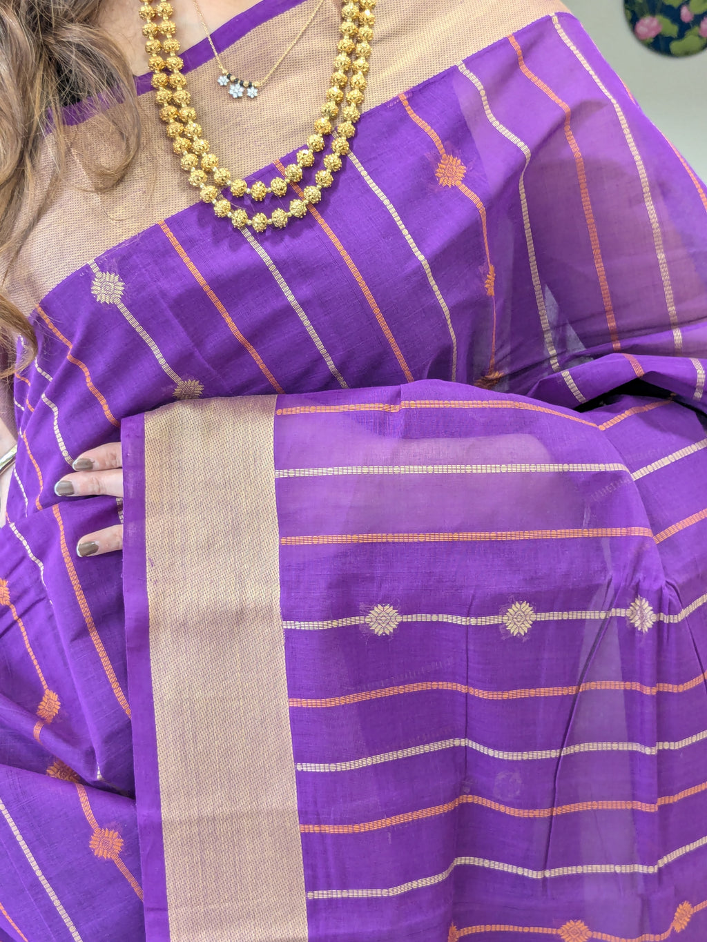 Cotton Purple Kanjivaram Saree
