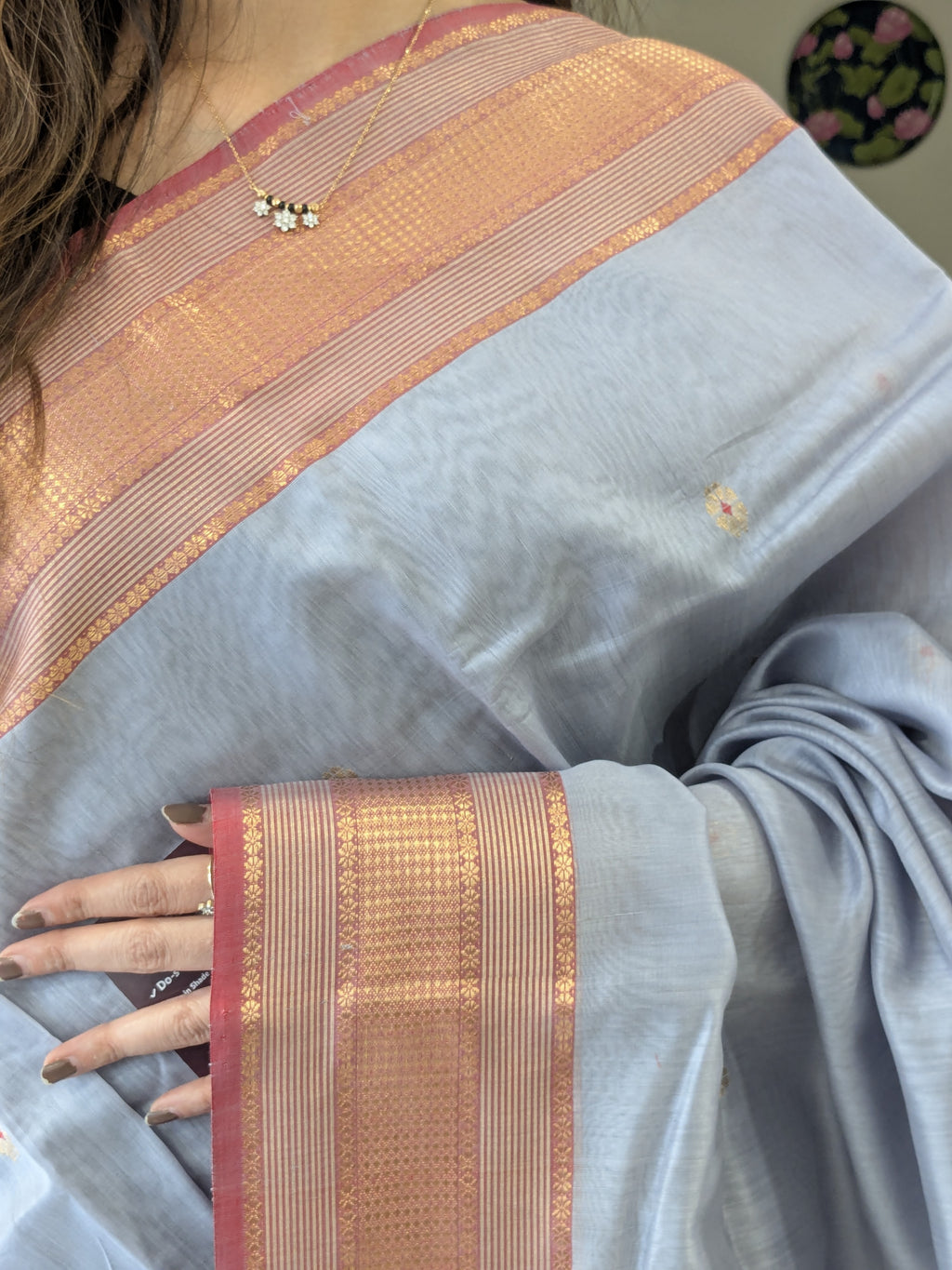 Maheshwari Silk Cotton Lilac Meena Butti Saree