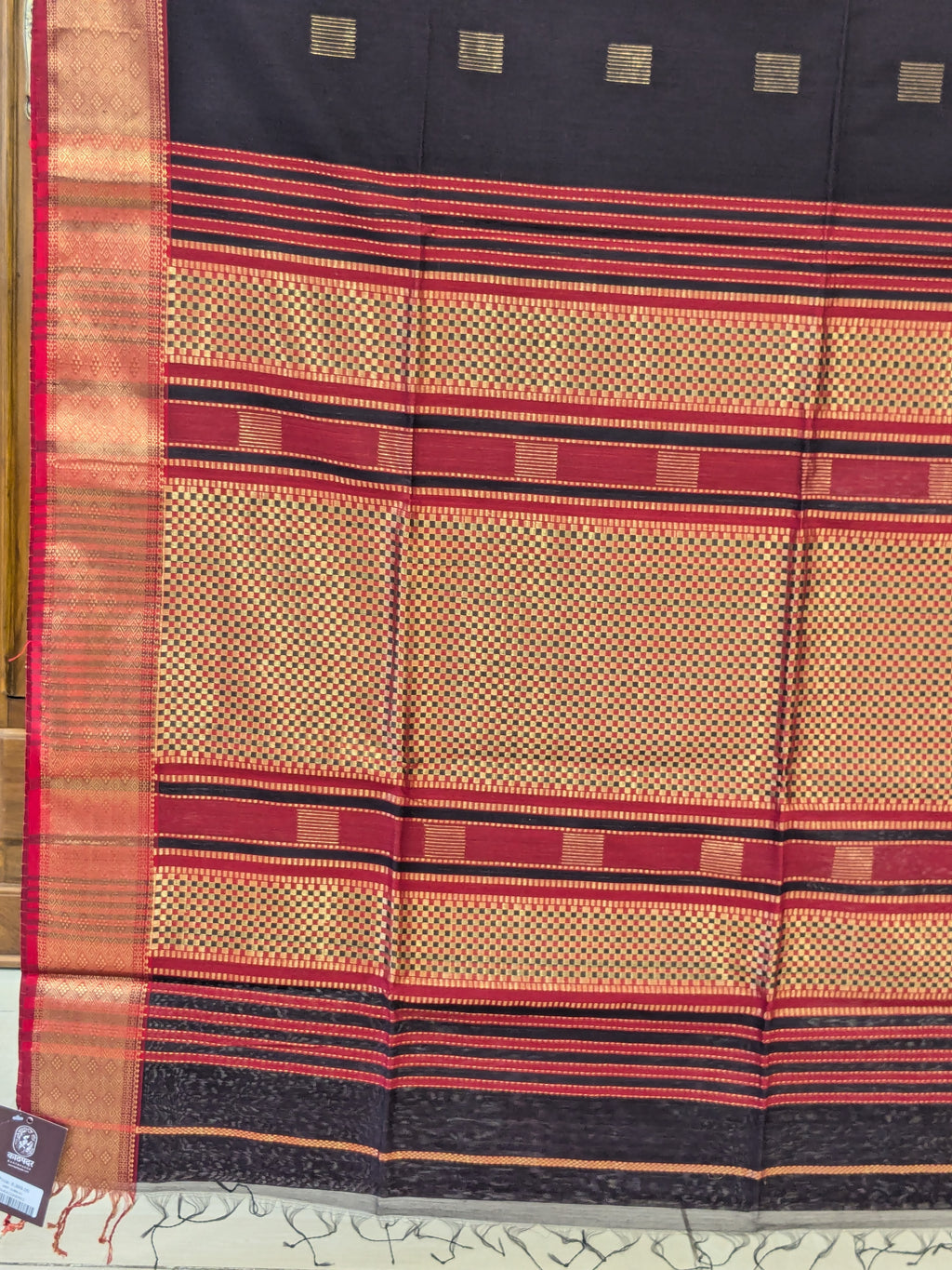 Maheshwari Coke Red Handloom Saree