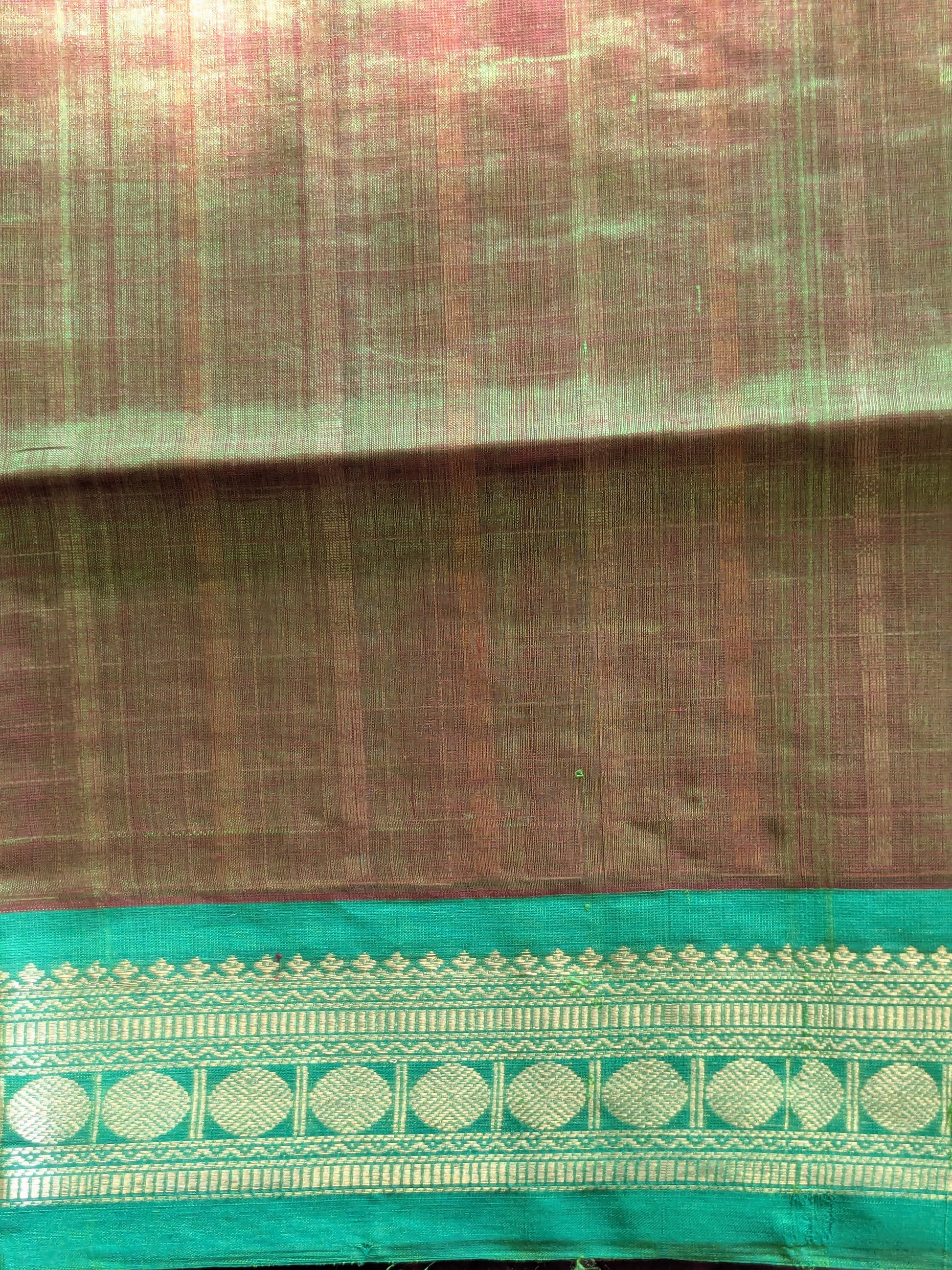 Green Kanjeevaram Silk Cotton Saree with Checks & Buttis, Zari Pallu