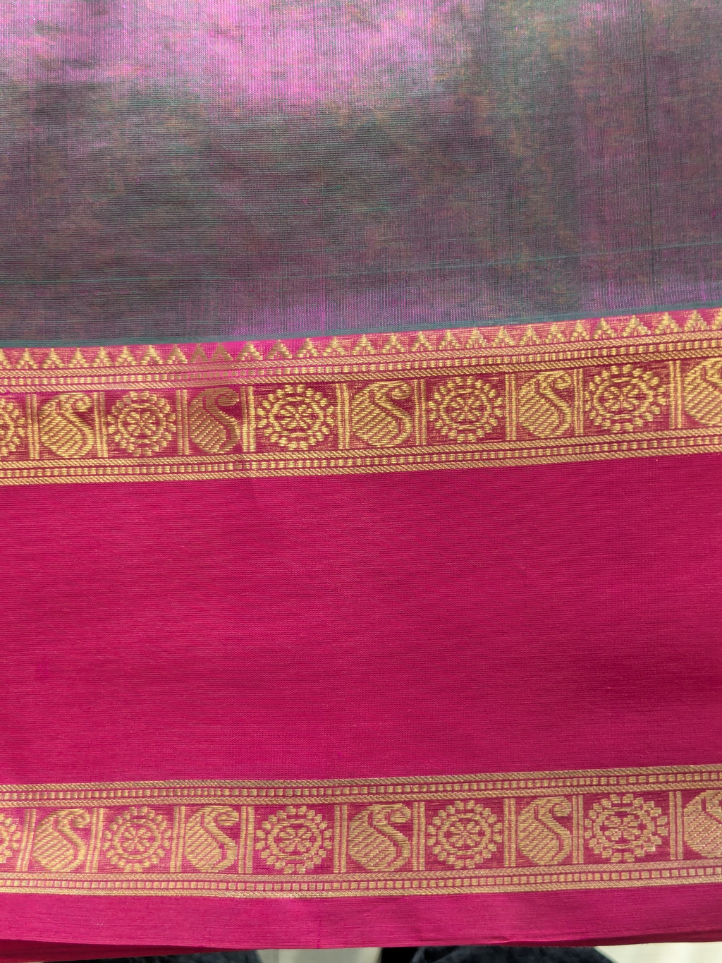 Purplish Pink Kanjeevaram Silk Cotton Saree with All-Over Resham