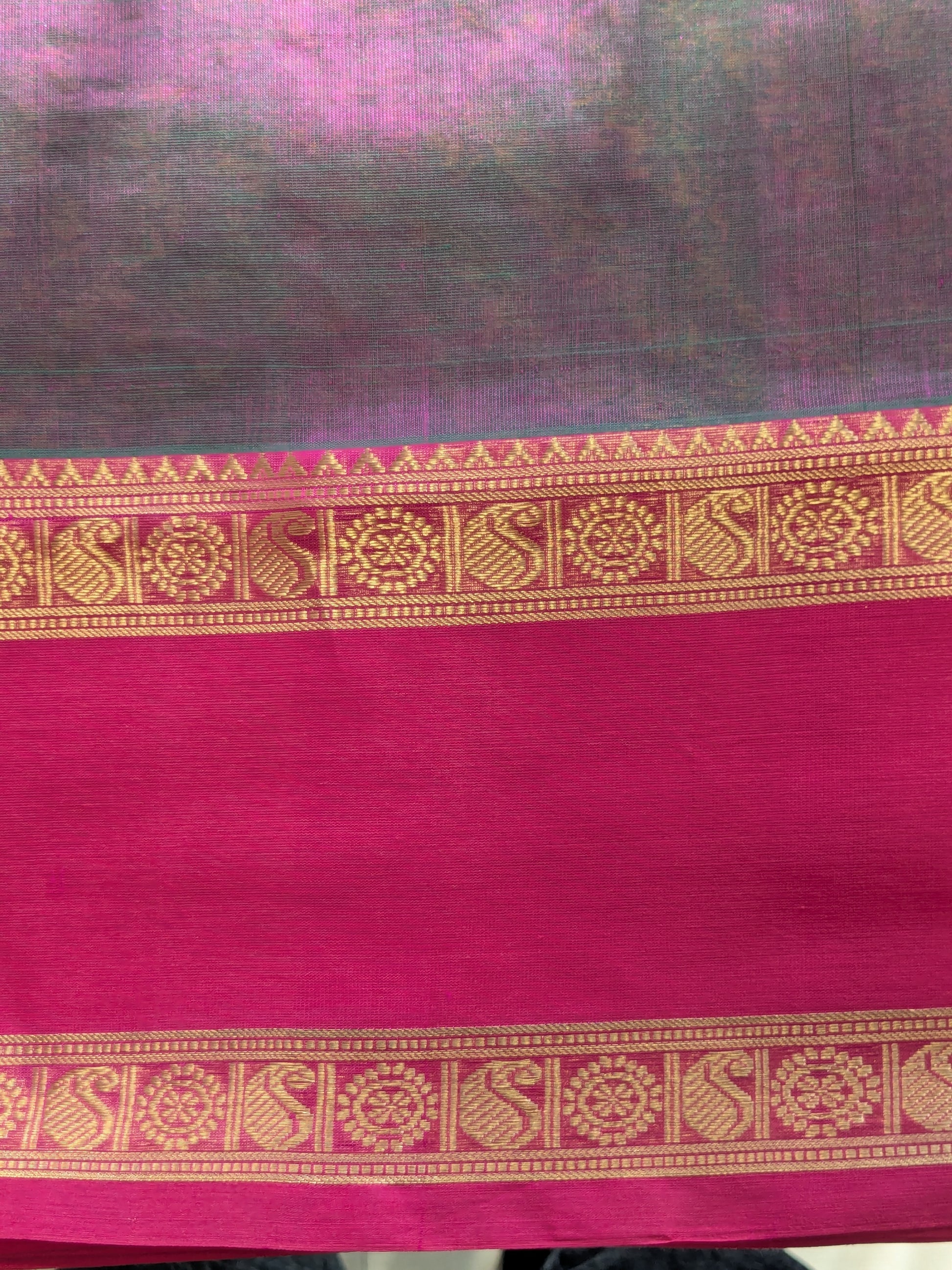 Purplish Pink Kanjeevaram Silk Cotton Saree with All-Over Resham