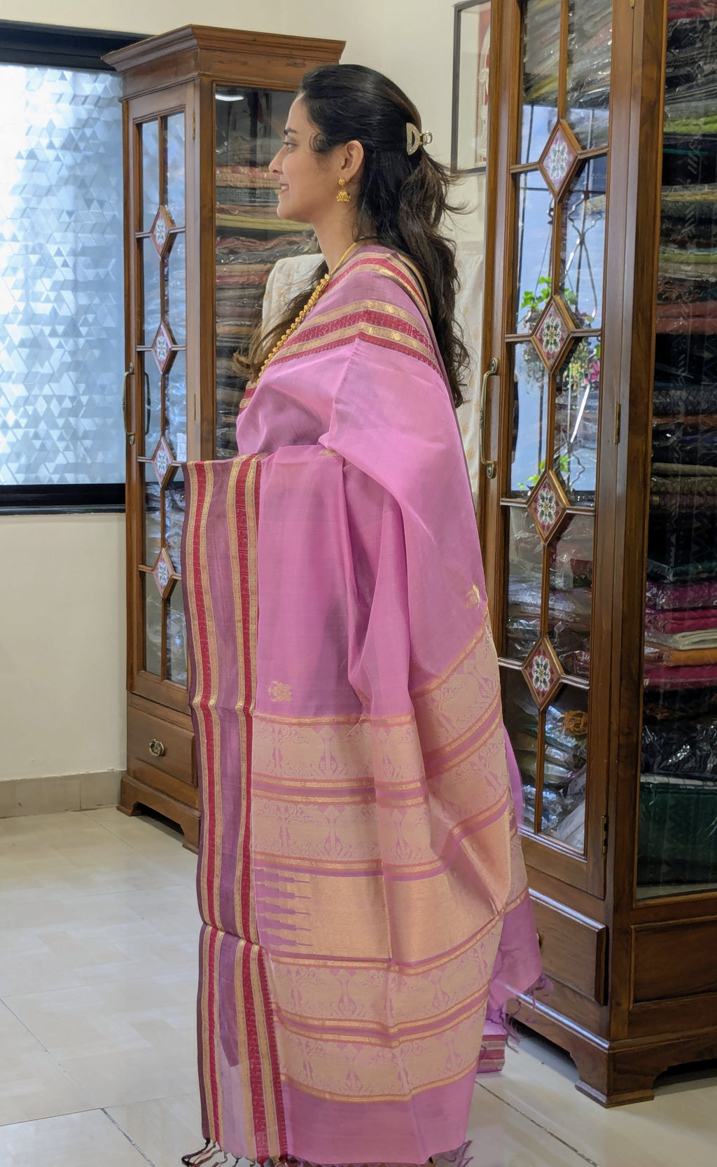 Pink Silk Cotton Traditional Kanjivaram Saree
