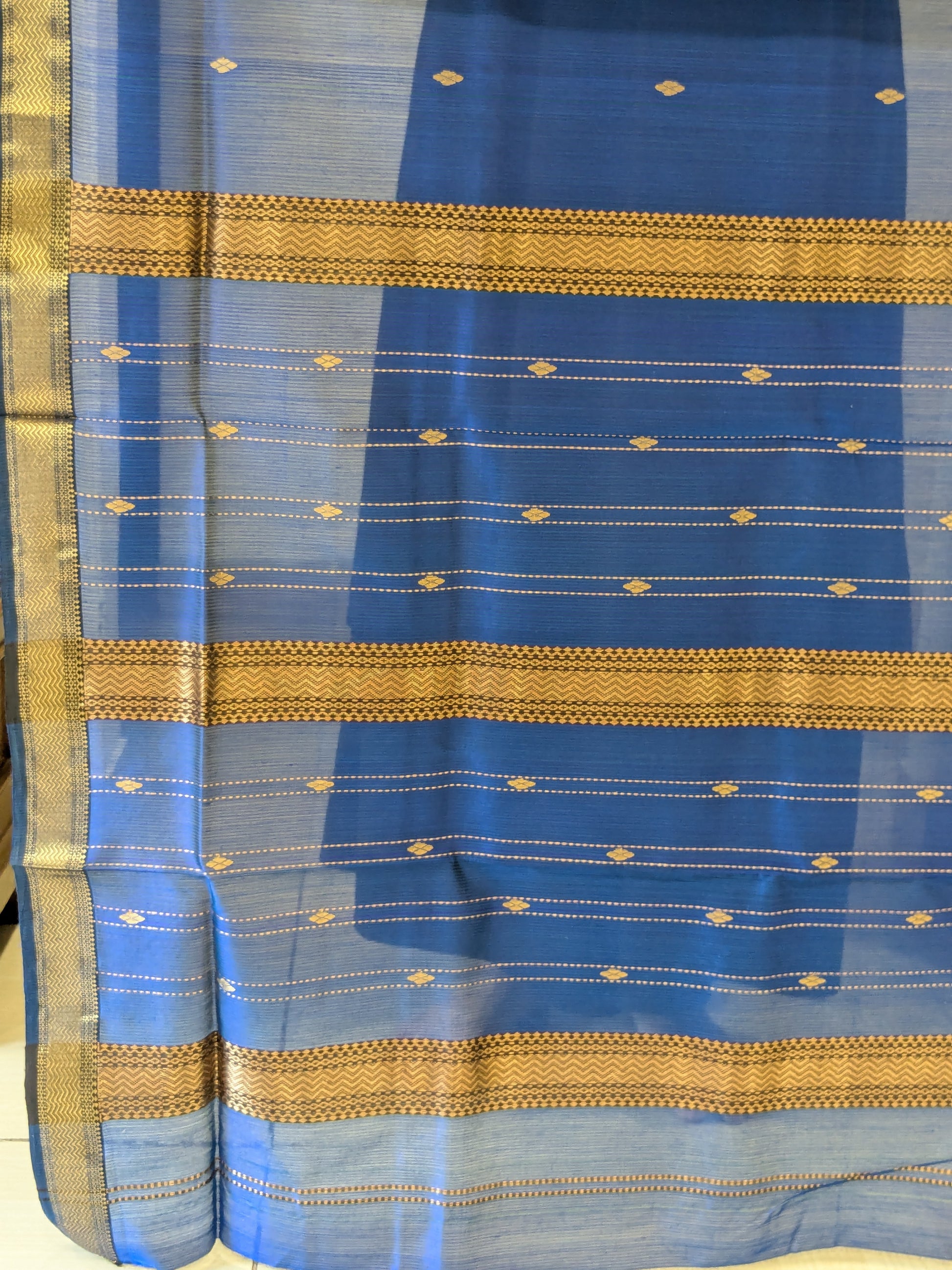 Garbh Reshmi with Butti Royal Blue Maheshwari Handloom Saree