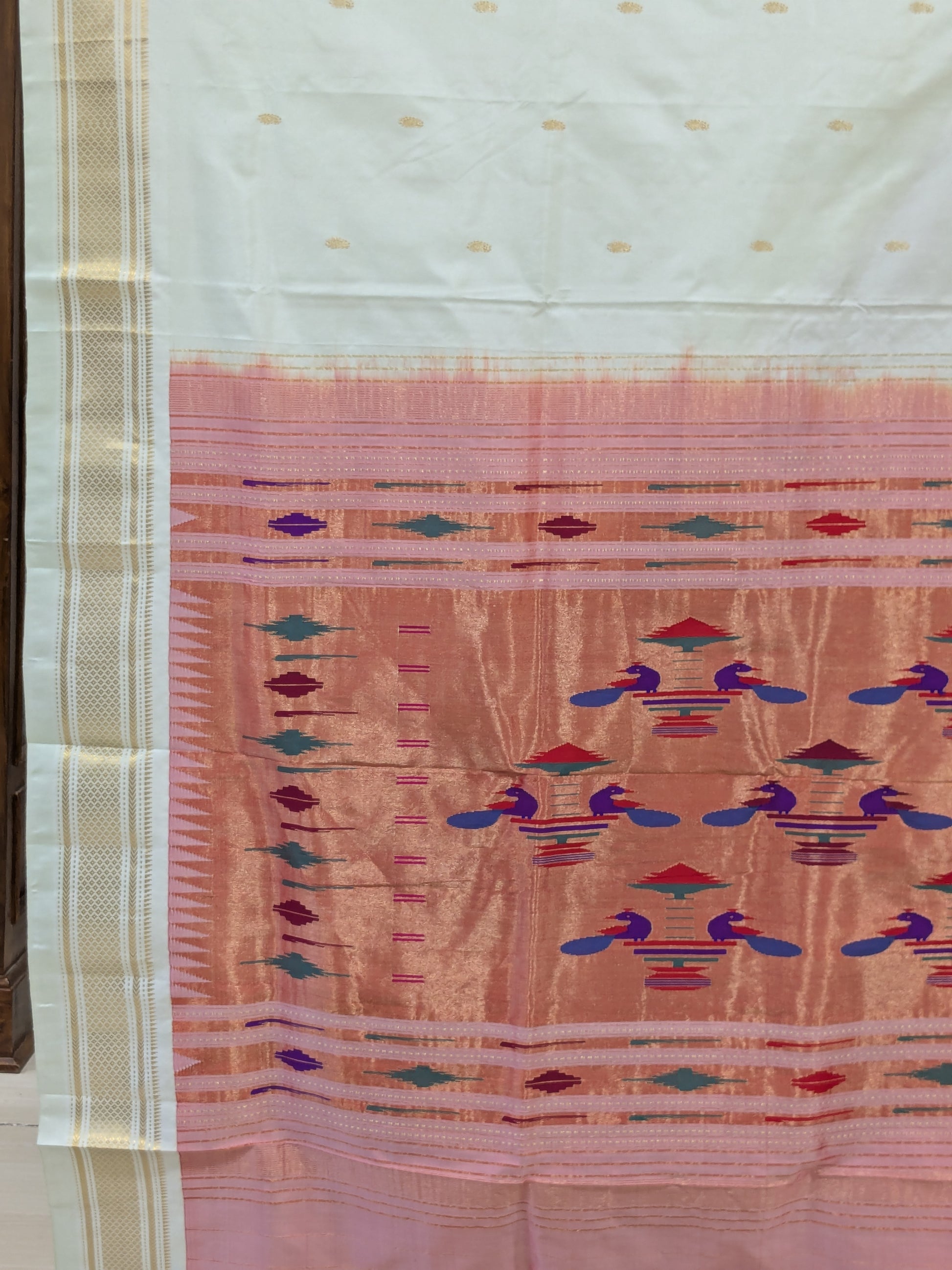 Pista Green Pure Silk Paithani Saree with 14 Peacock Double Padar Pallu