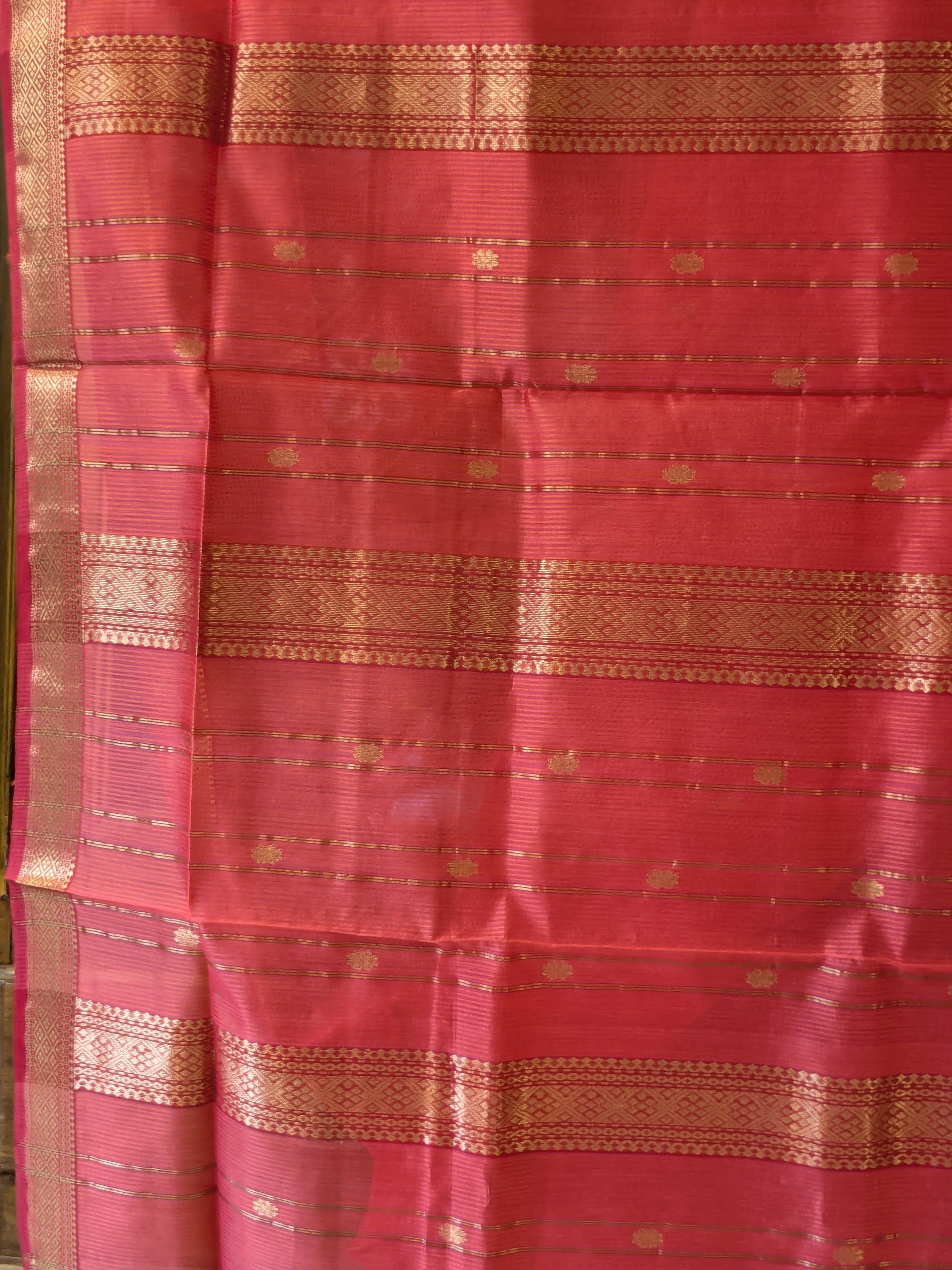 Garbh Reshmi with Butti Red Maheshwari Handloom Saree