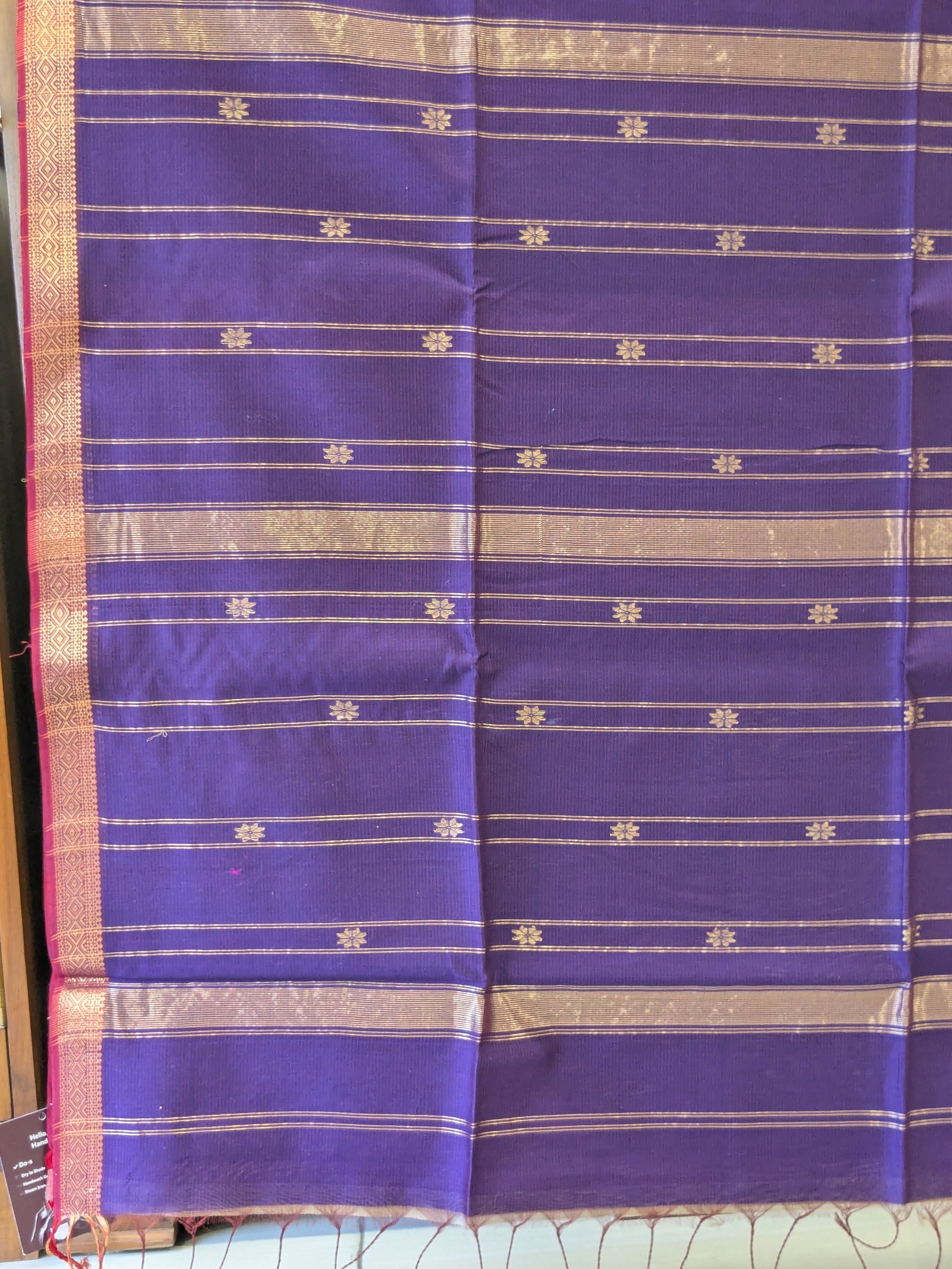 Purple Maheshwari Silk Cotton Saree with Buttidar Pallu