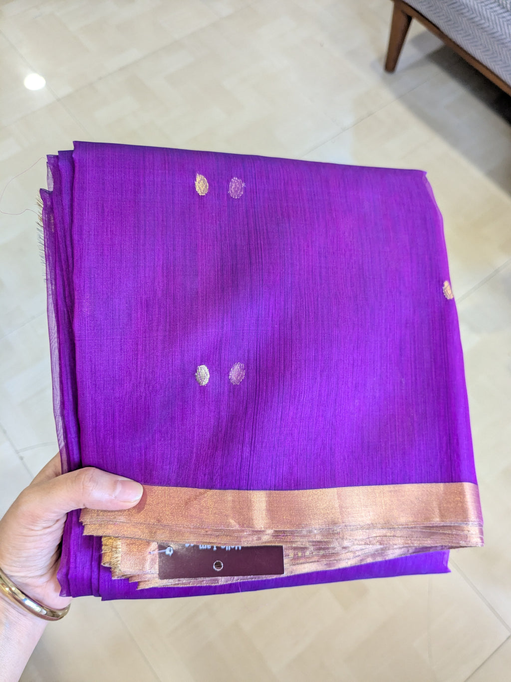 Handloom Purple Katan Silk Chanderi Saree with Floral Pallu