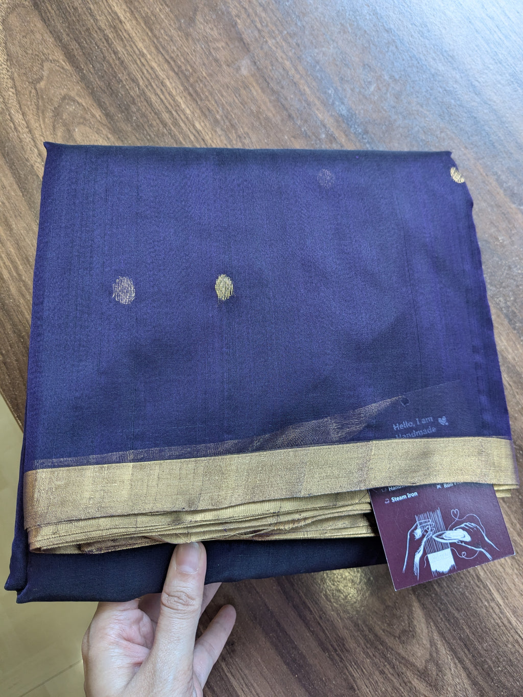 Handloom Dark Purple Katan Silk Chanderi Saree