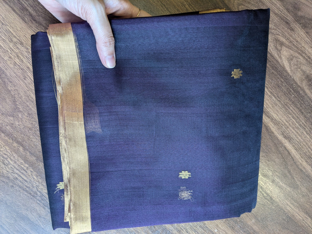 Brown-Purple Dhoop Chhav Katan Silk Chanderi Saree with Floral Buttis