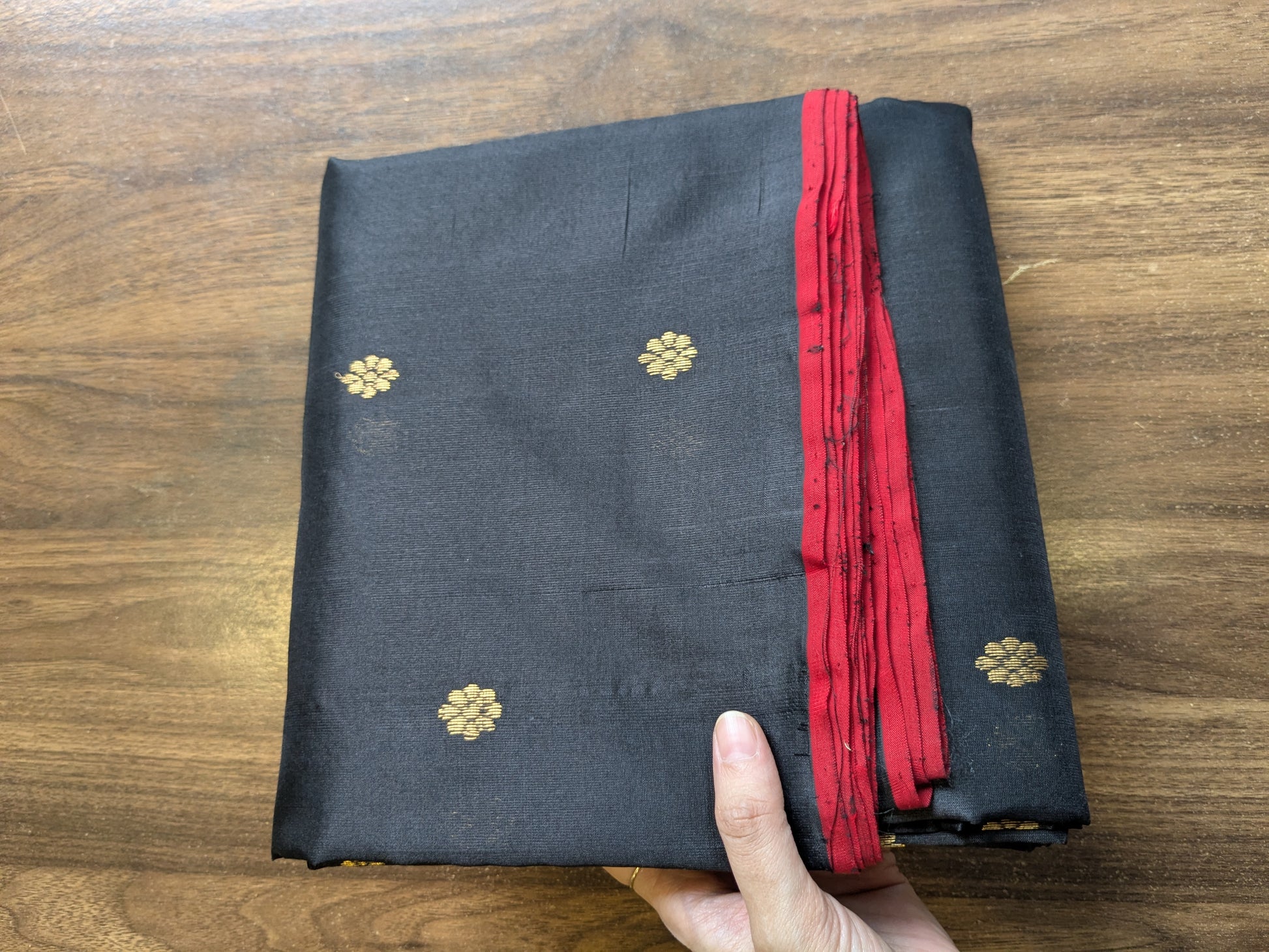 Black Chanderi Pure Silk Saree with Flower Buttis