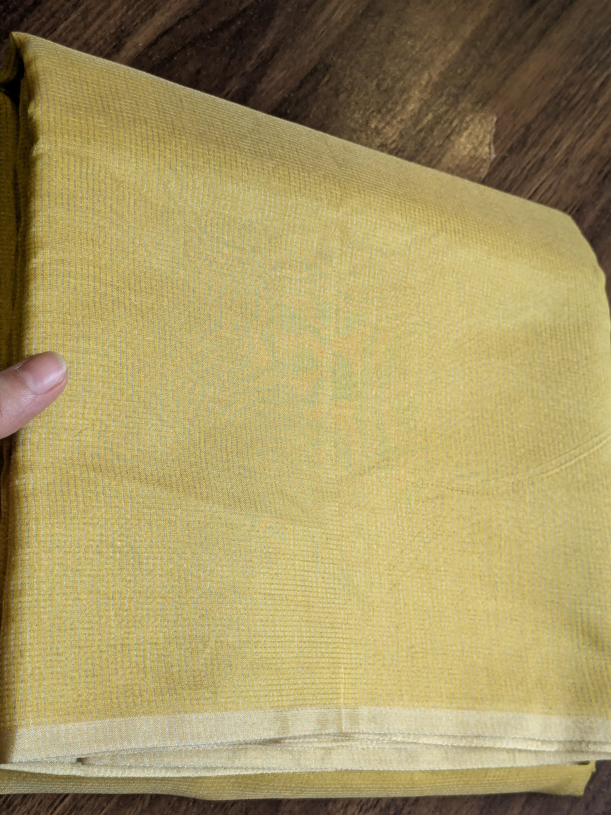 Yellow Maheshwari Silk by Cotton Saree with Fine Zari Checks