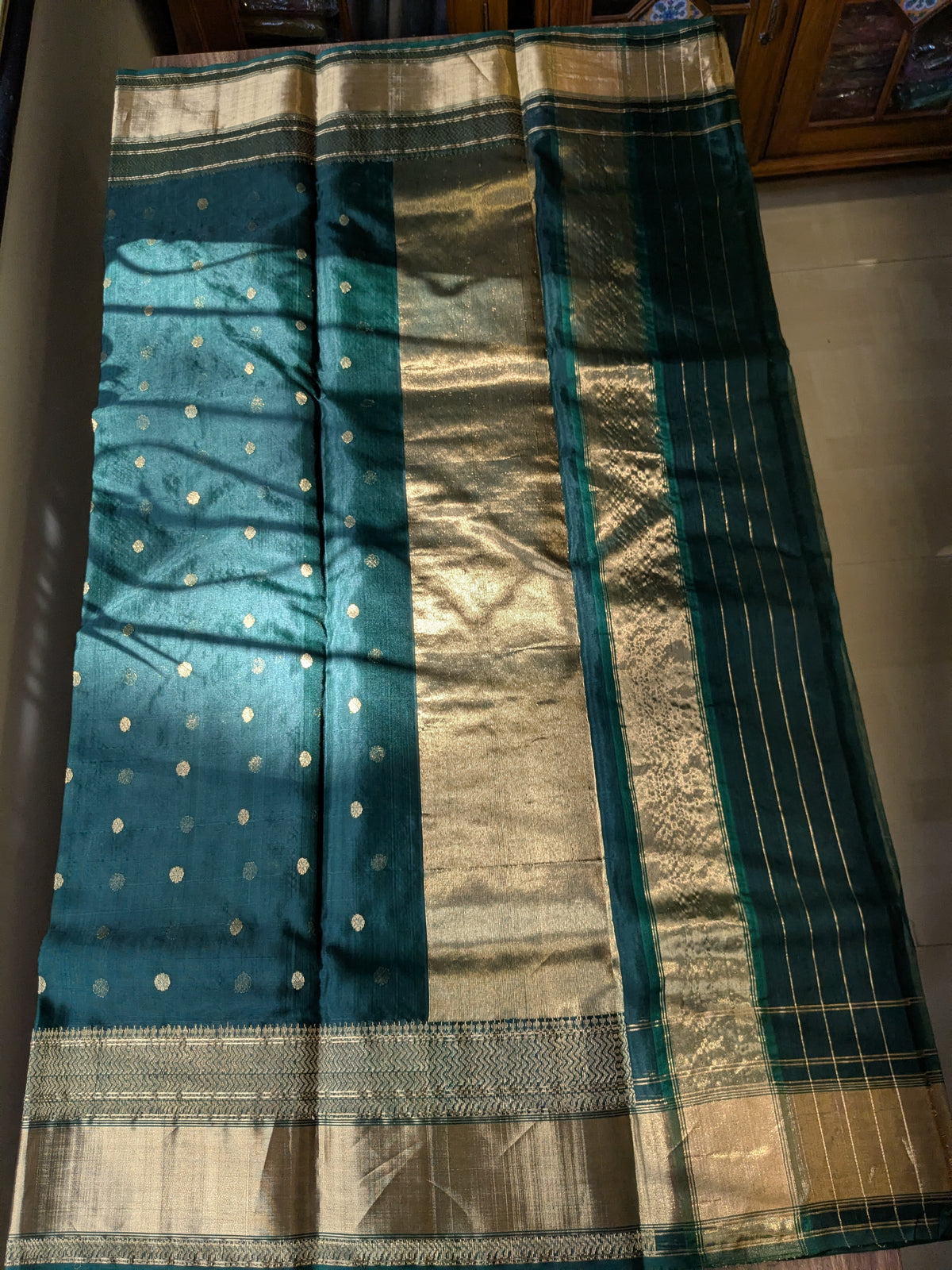 Handloom Green Pure Silk Chanderi Saree with Zari Pallu