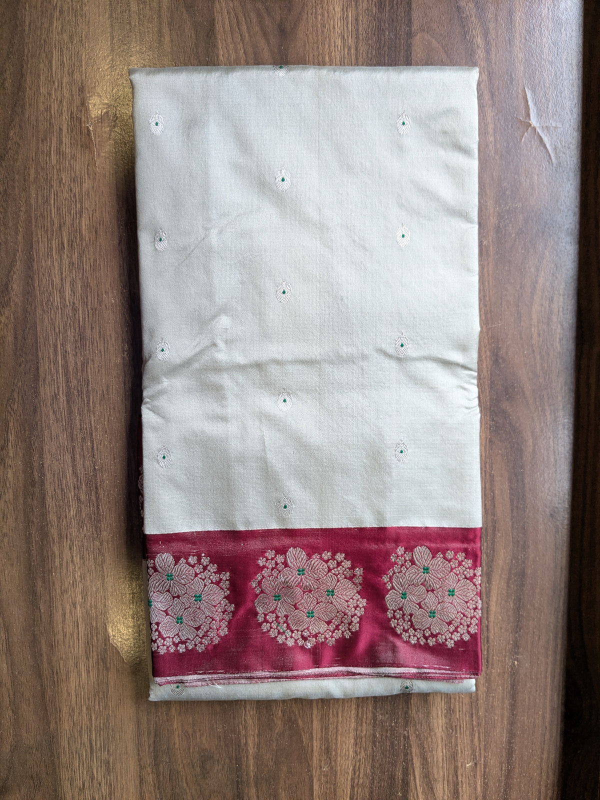 Grey Pure Silk Chanderi Saree with Meena Butti
