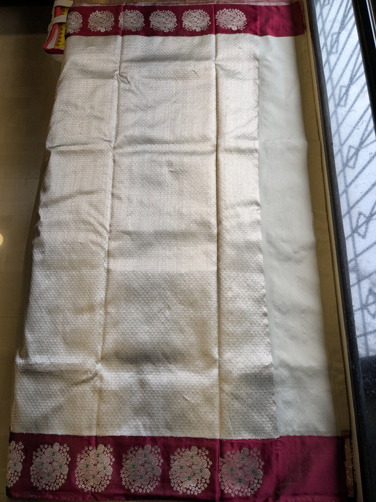 Grey Pure Silk Chanderi Saree with Meena Butti
