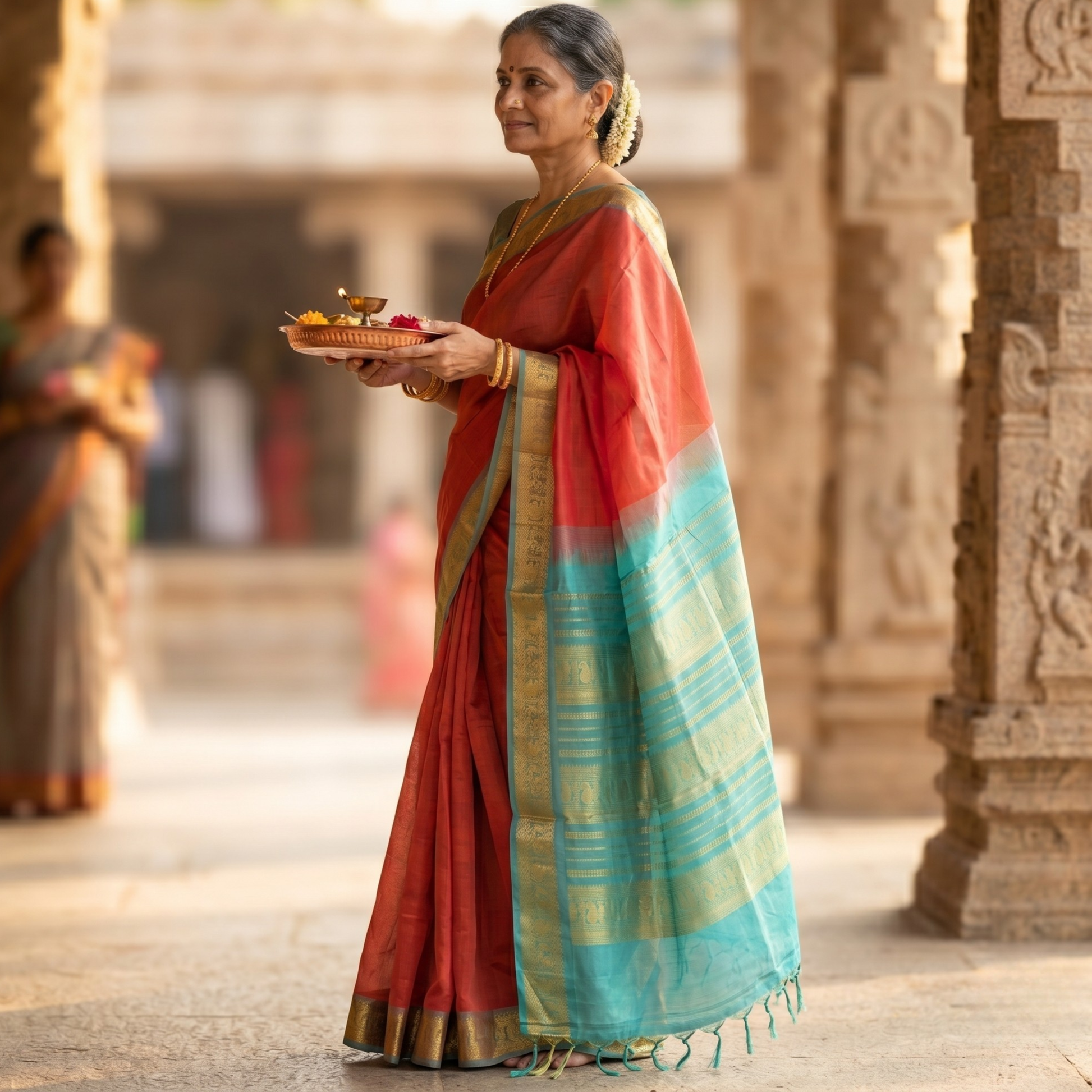 Silk Cotton Red Kanjivaram Saree