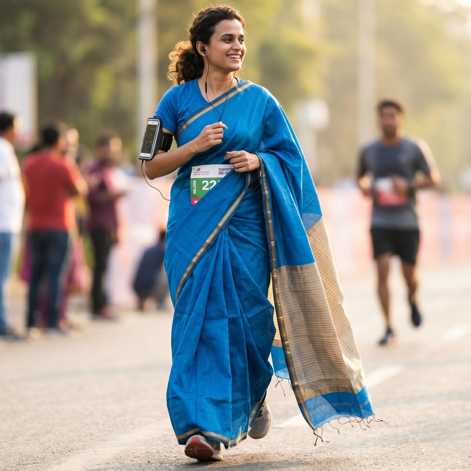 Sky Blue Maheshwari Handloom Kosa Silk Saree