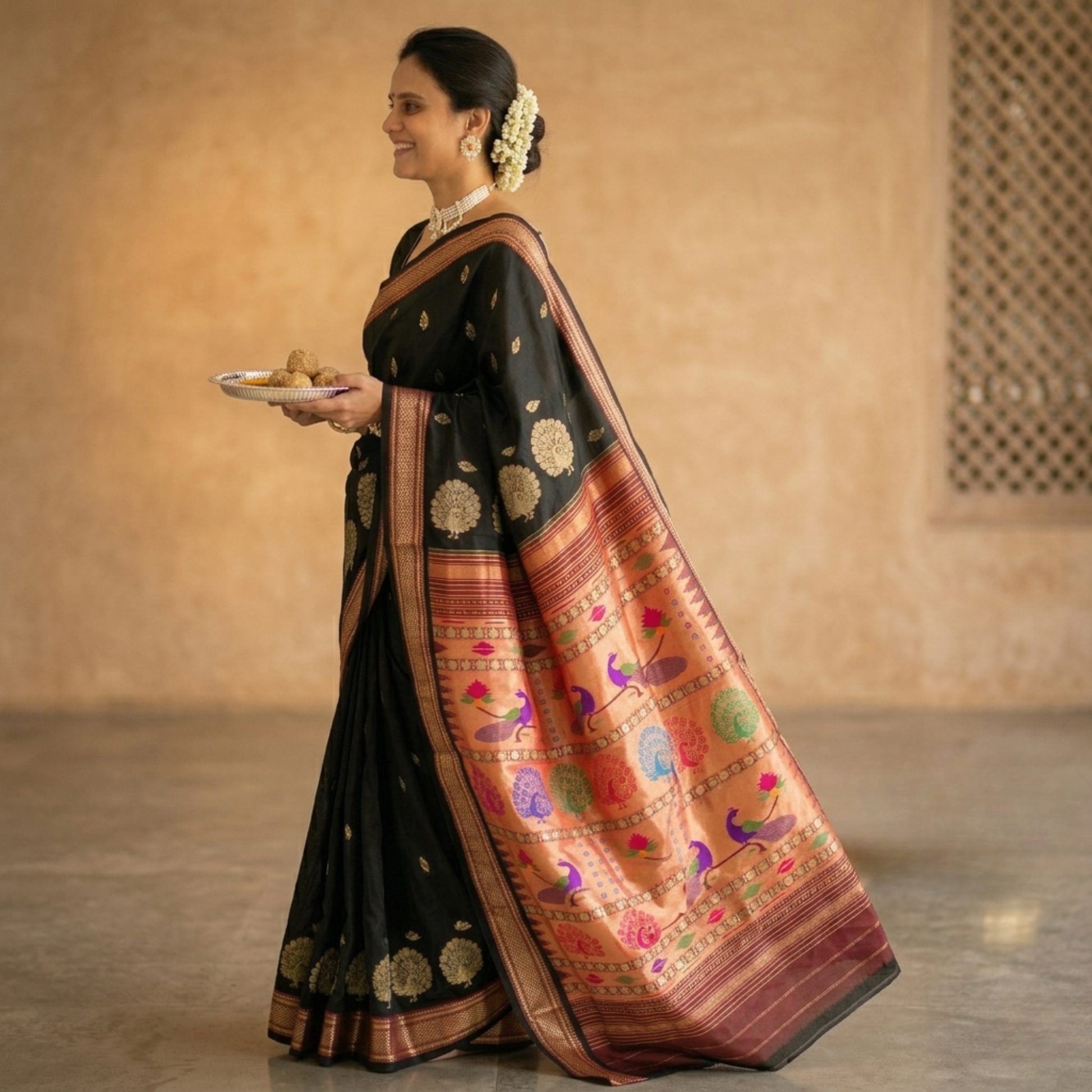 Black Handloom Original Yeola Paithani Saree