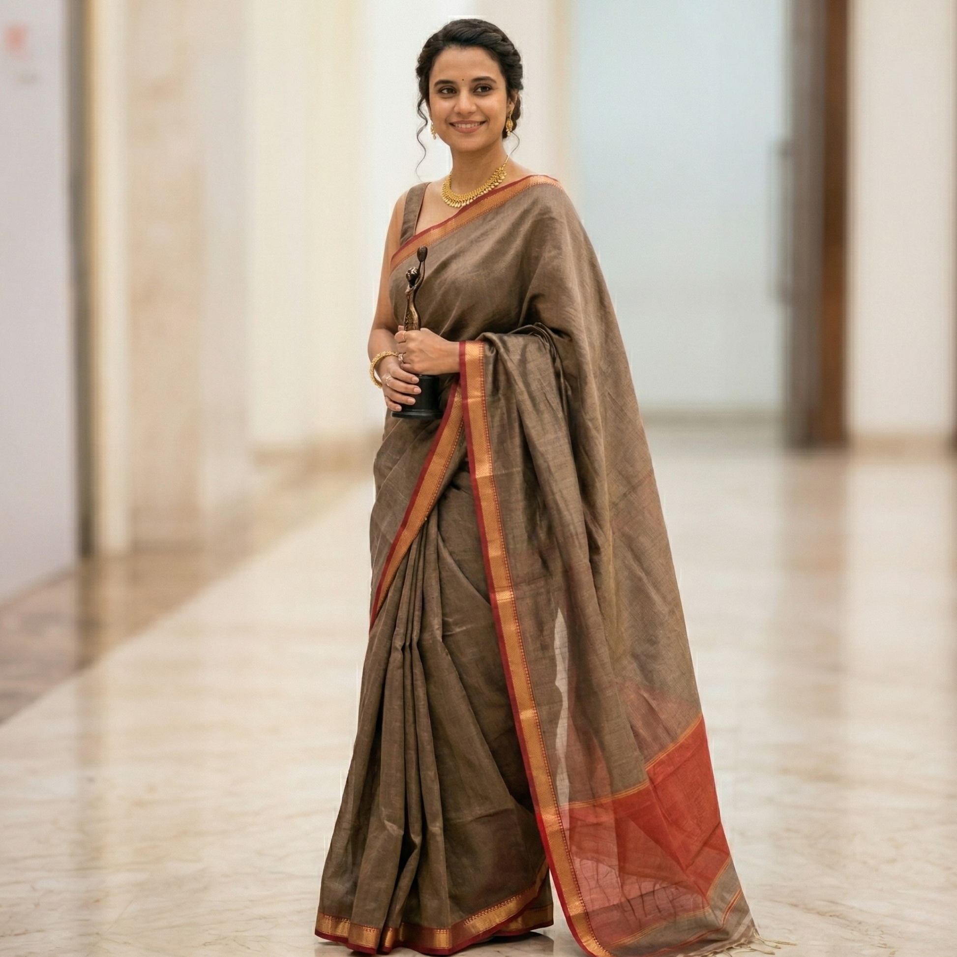 Blue Maheshwari Handloom Tissue Silk Saree