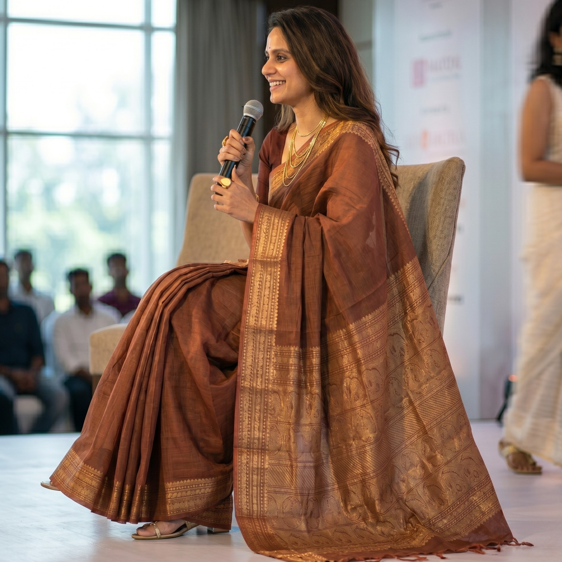 Cotton Brown Kanjivaram Saree