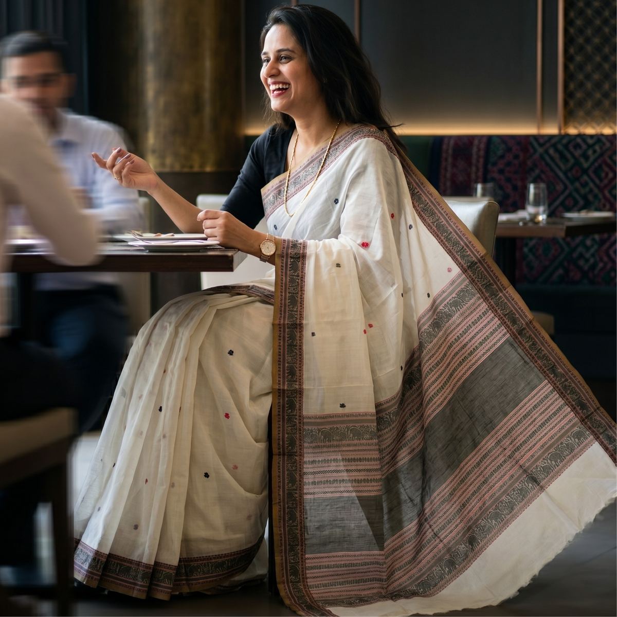 Cotton White Kanjivaram Saree