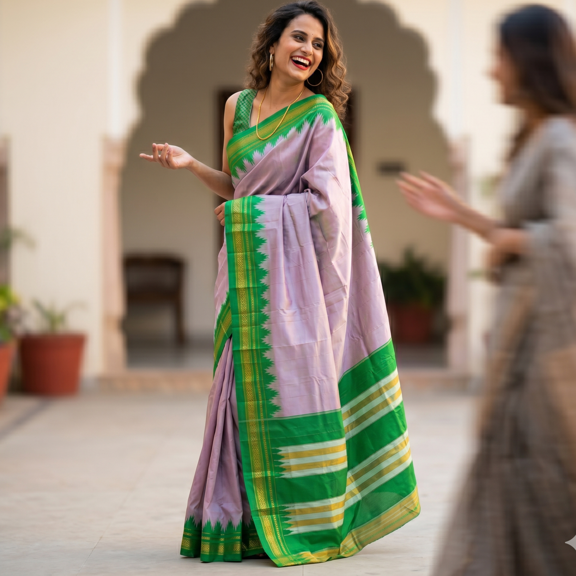 Pure Ilkal Lavender Silk Saree