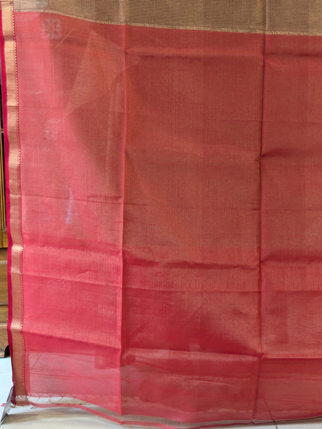 Maroon Maheshwari Handloom Tissue Silk Saree