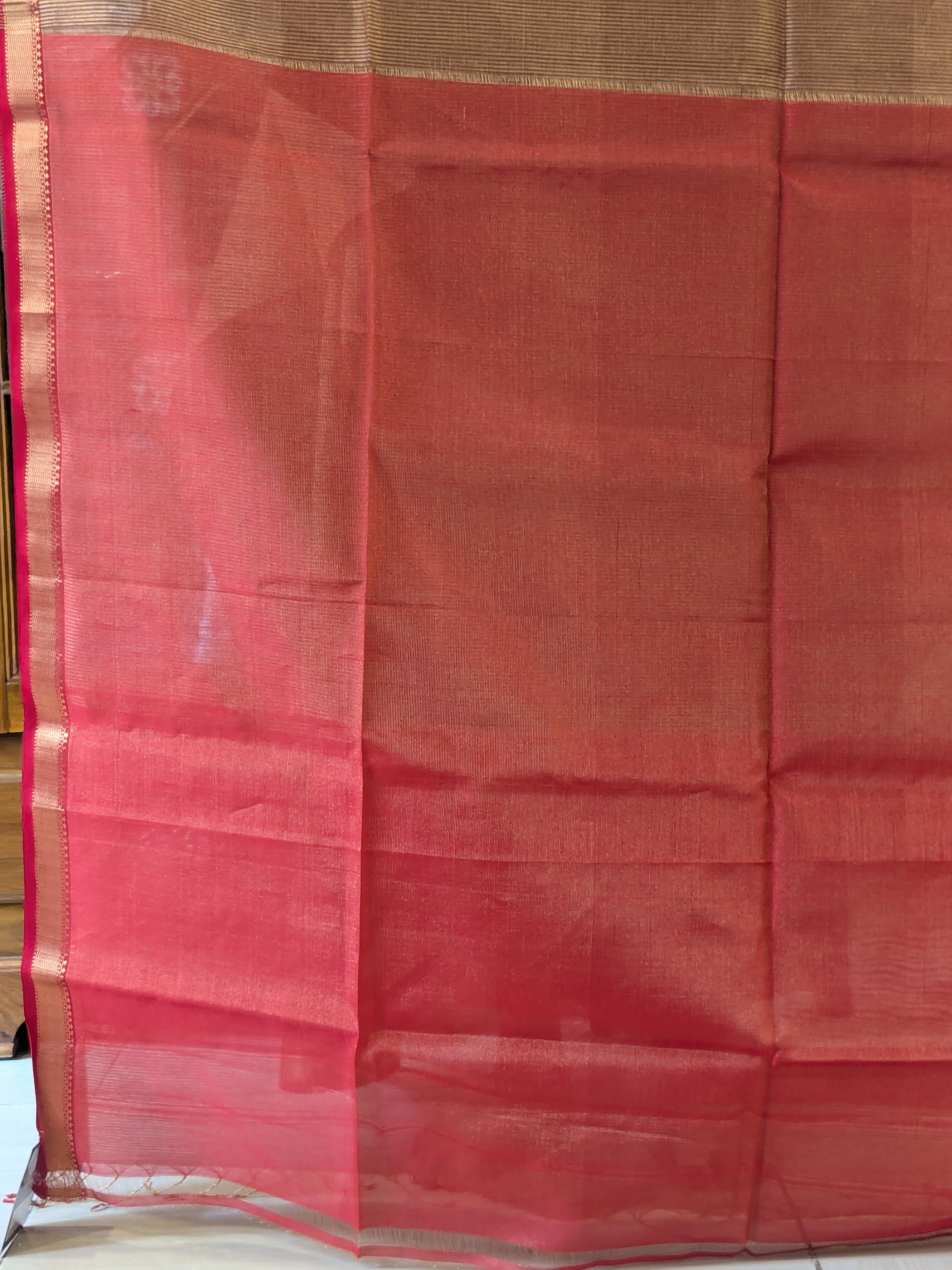 Maroon Maheshwari Handloom Tissue Silk Saree