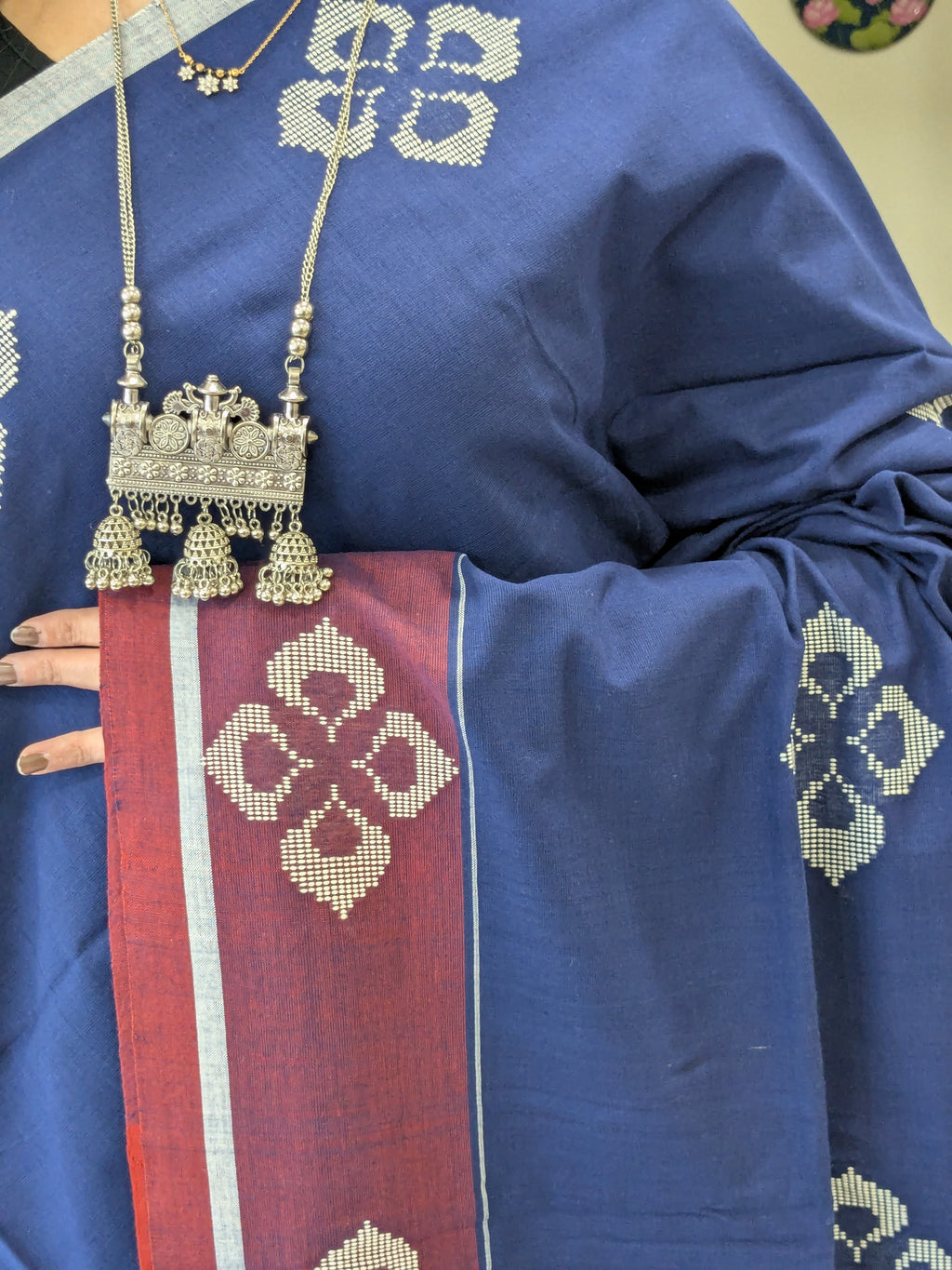 Bawan Buti Royal Blue Cotton Saree