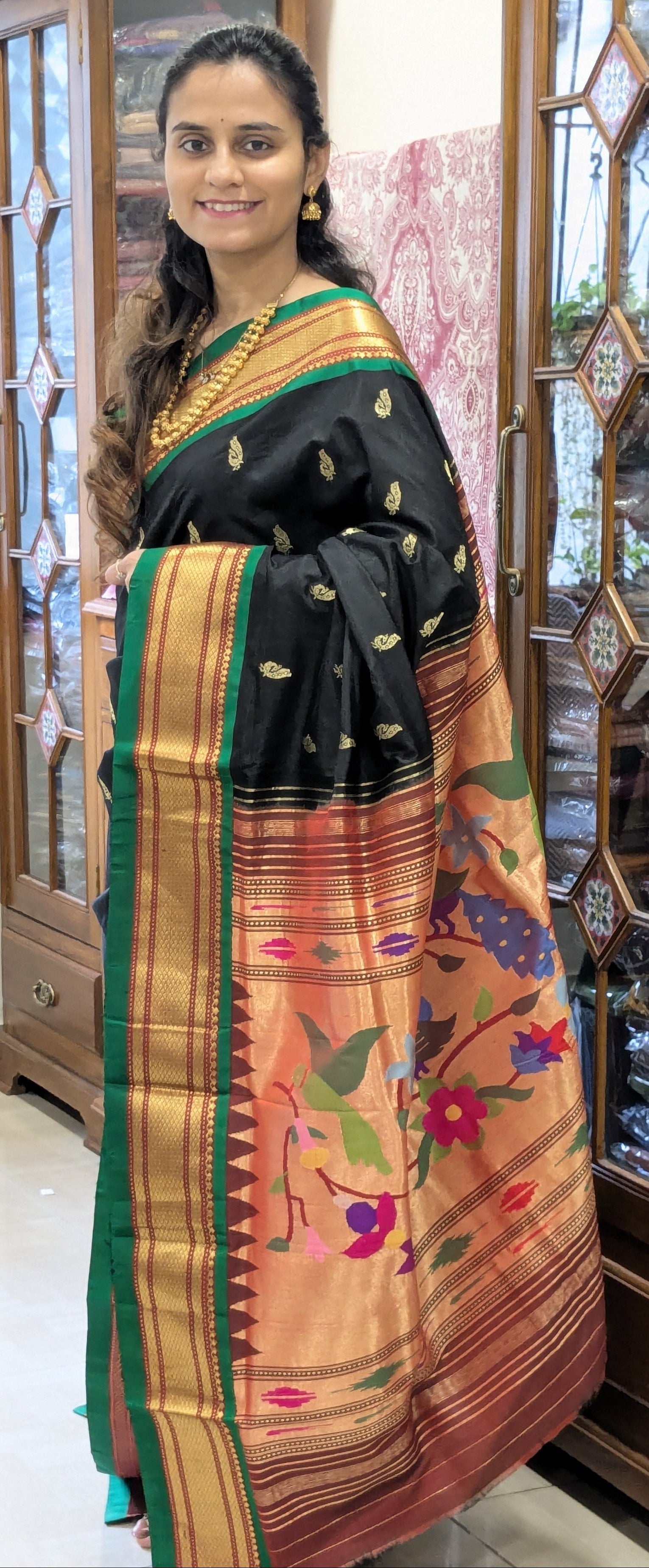 Pure Silk Black Paithani Saree