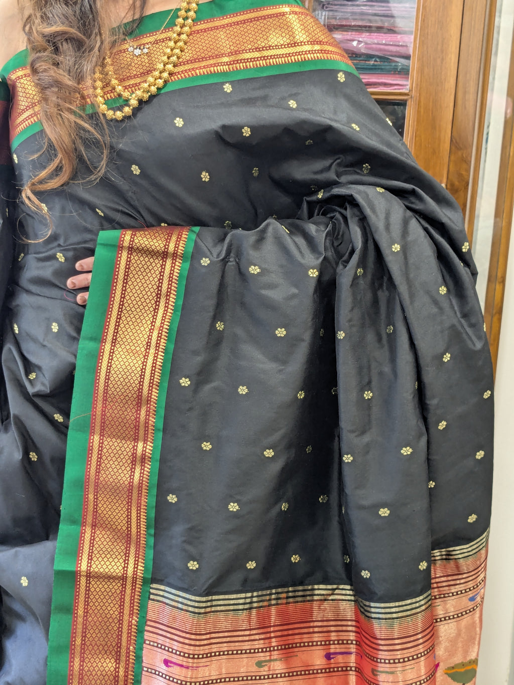 Black Paithani Pichwai Silk Saree