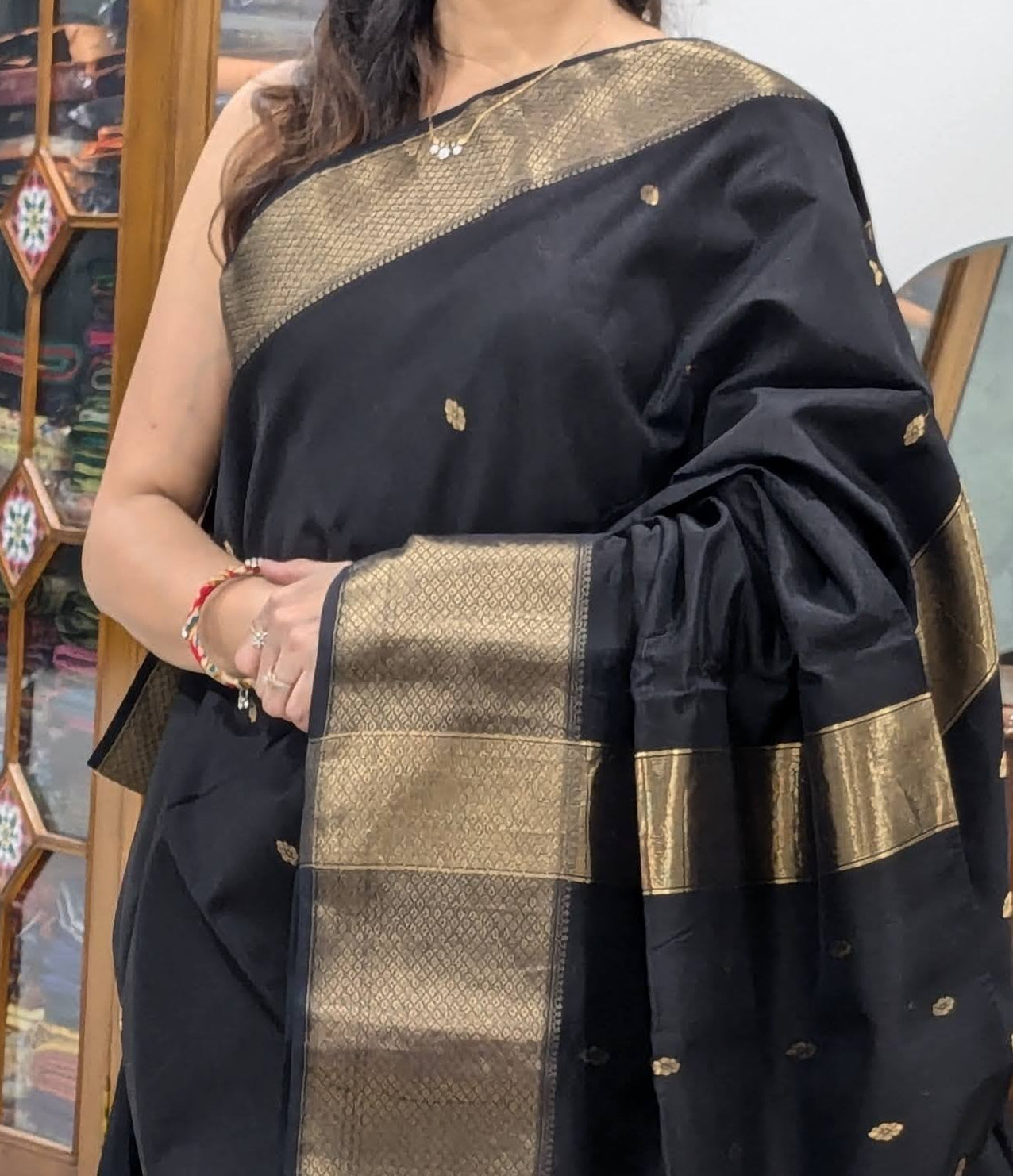 Maheshwari Handloom Black Silk Cotton Saree