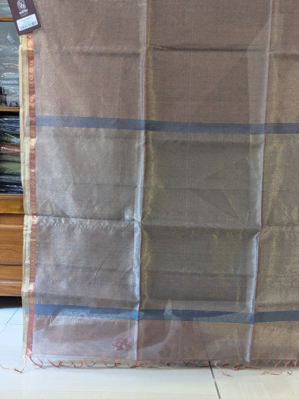 Maheshwari Blue Tissue Silk Saree