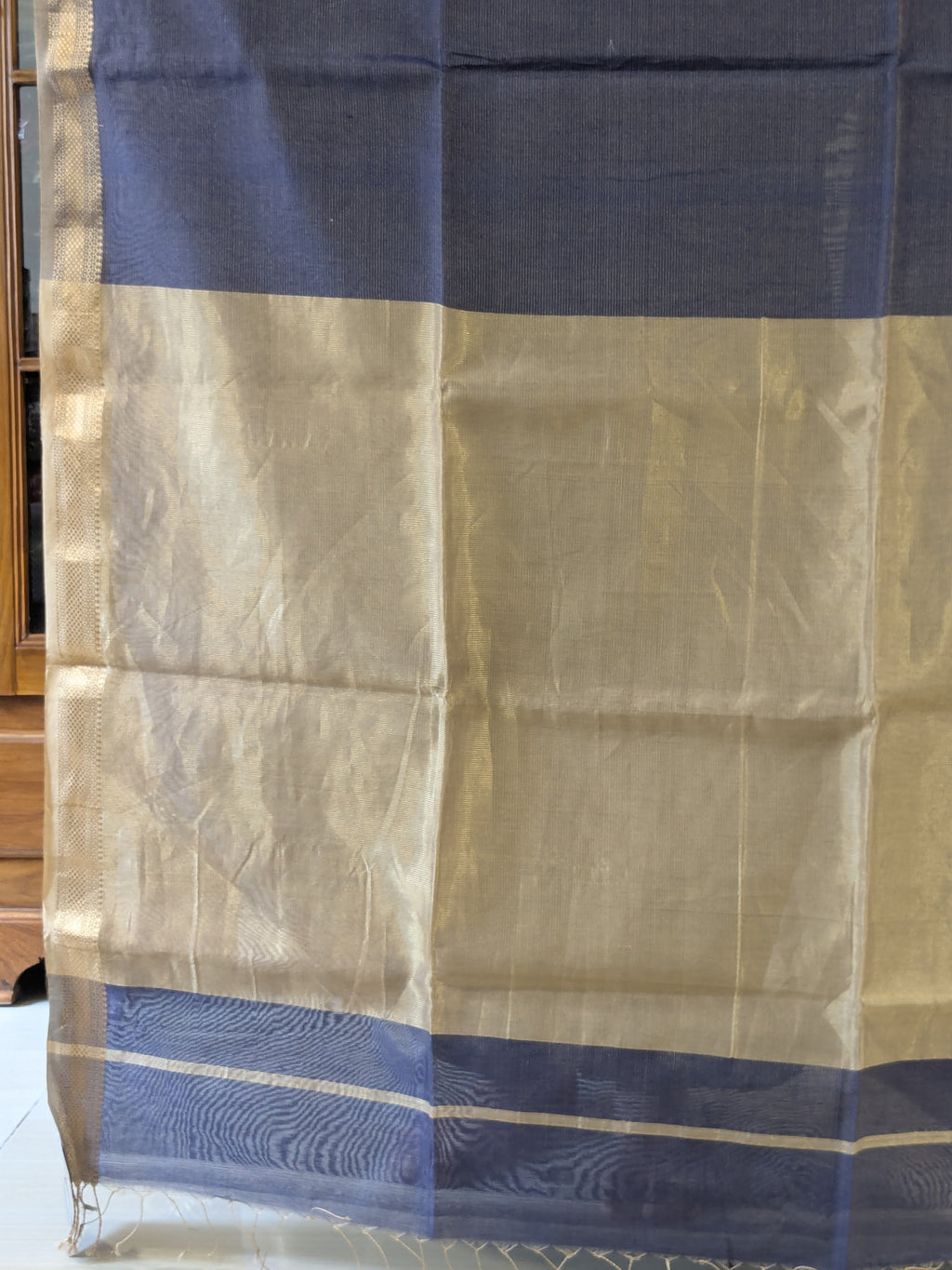 Maheshwari Royal Blue Tissue Cotton Saree