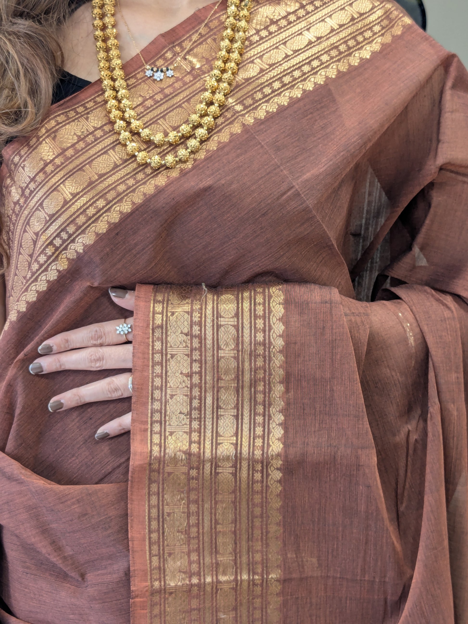 Cotton Brown Kanjivaram Saree