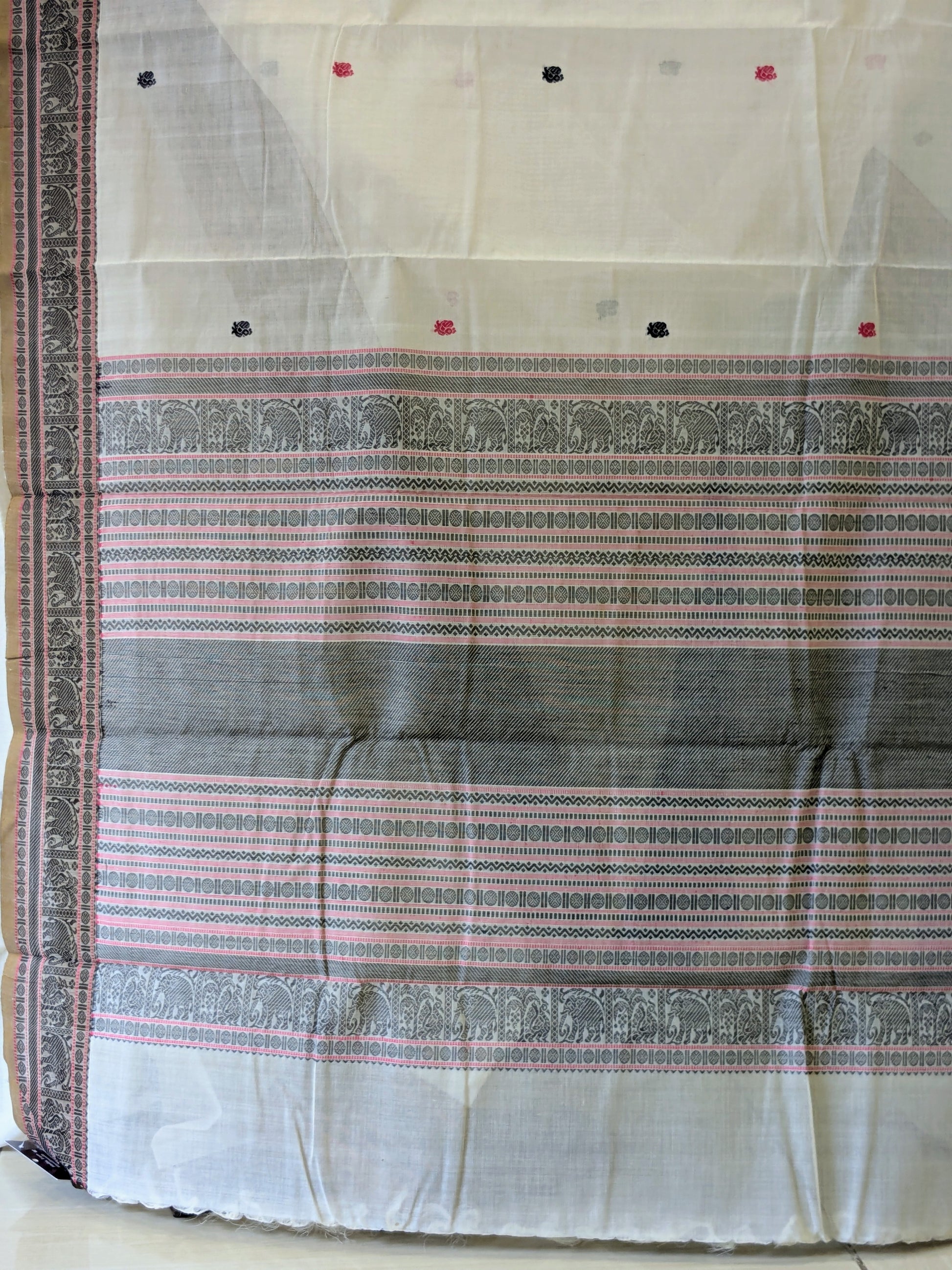Cotton White Kanjivaram Saree
