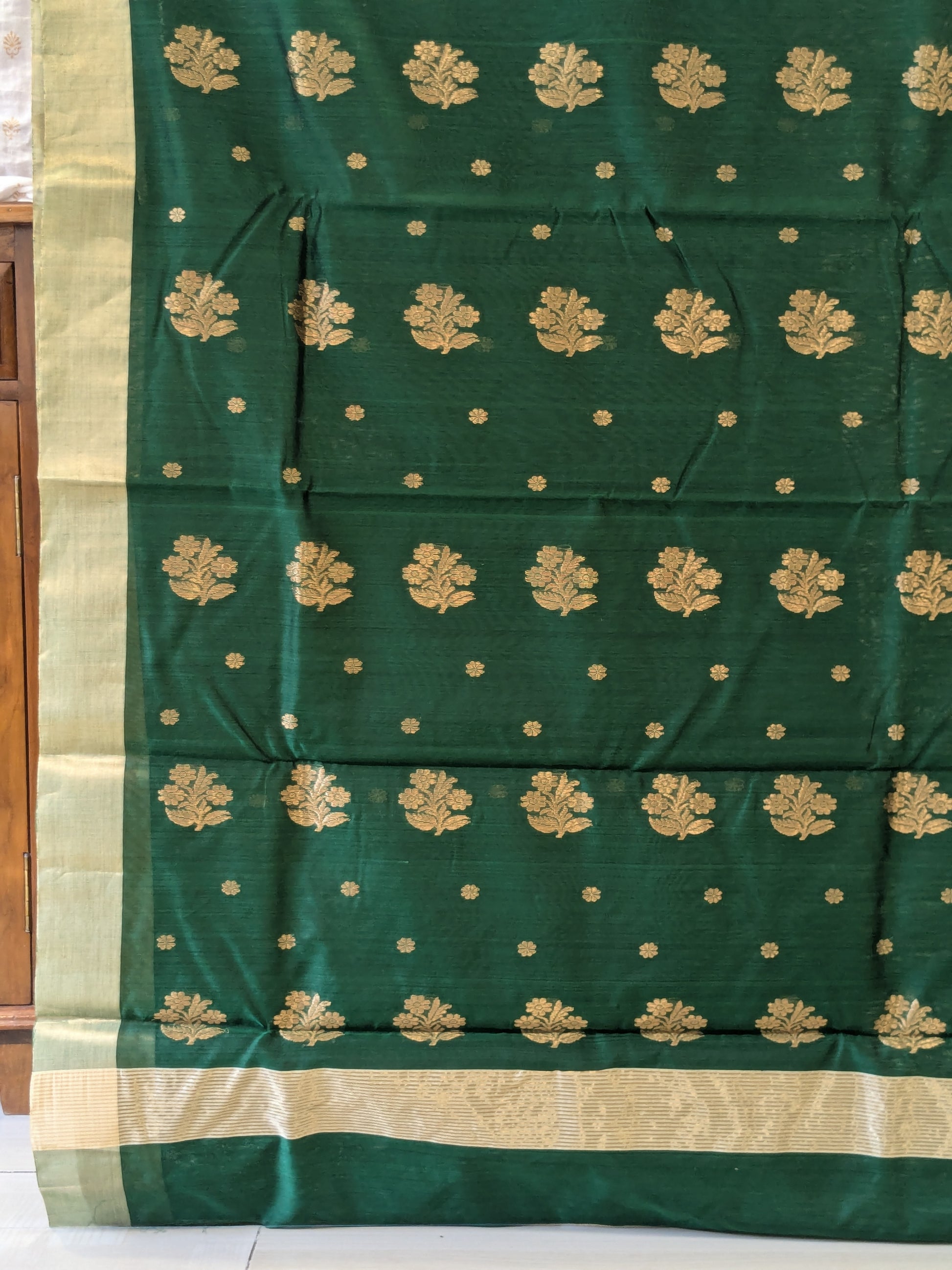 Green Chanderi Cotton Silk Saree