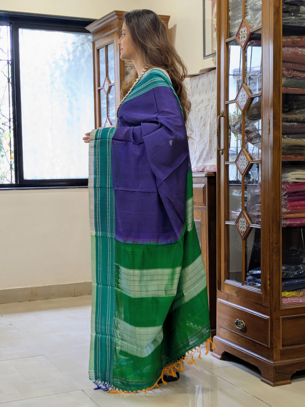 Handloom Purple Ilkal Saree