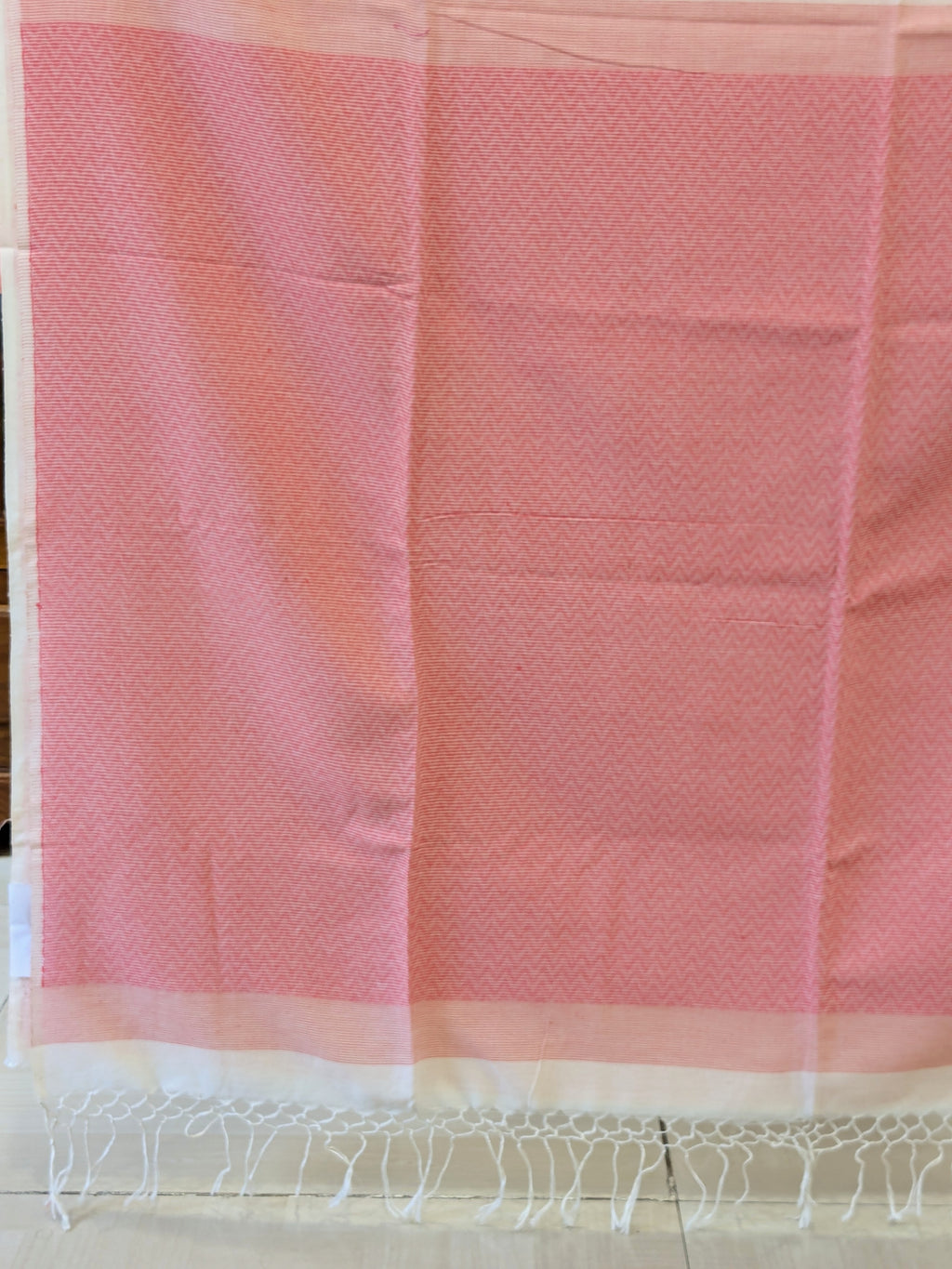 Handloom Peach Jamdani Saree with Stripes