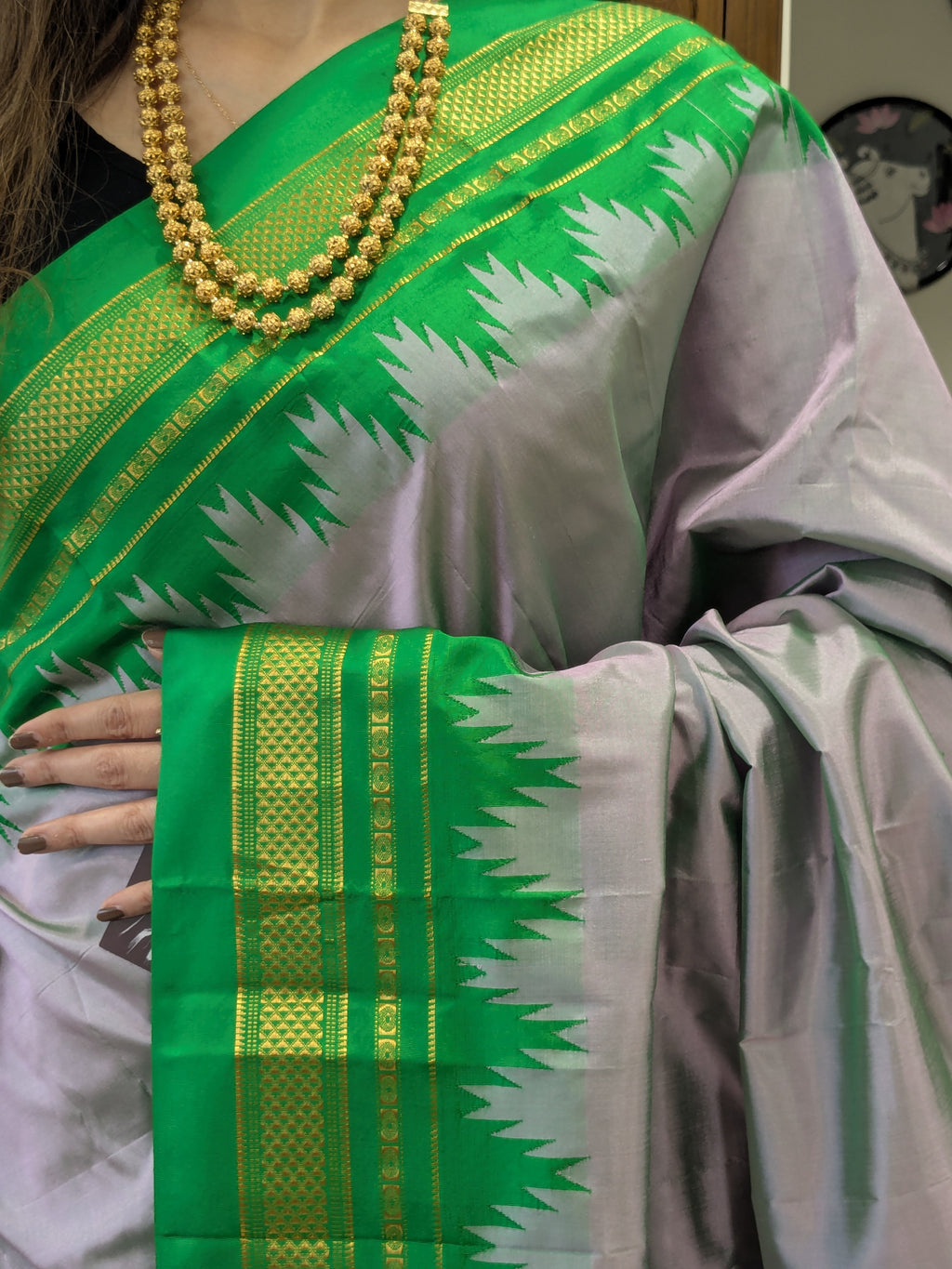 Pure Ilkal Lavender Silk Saree