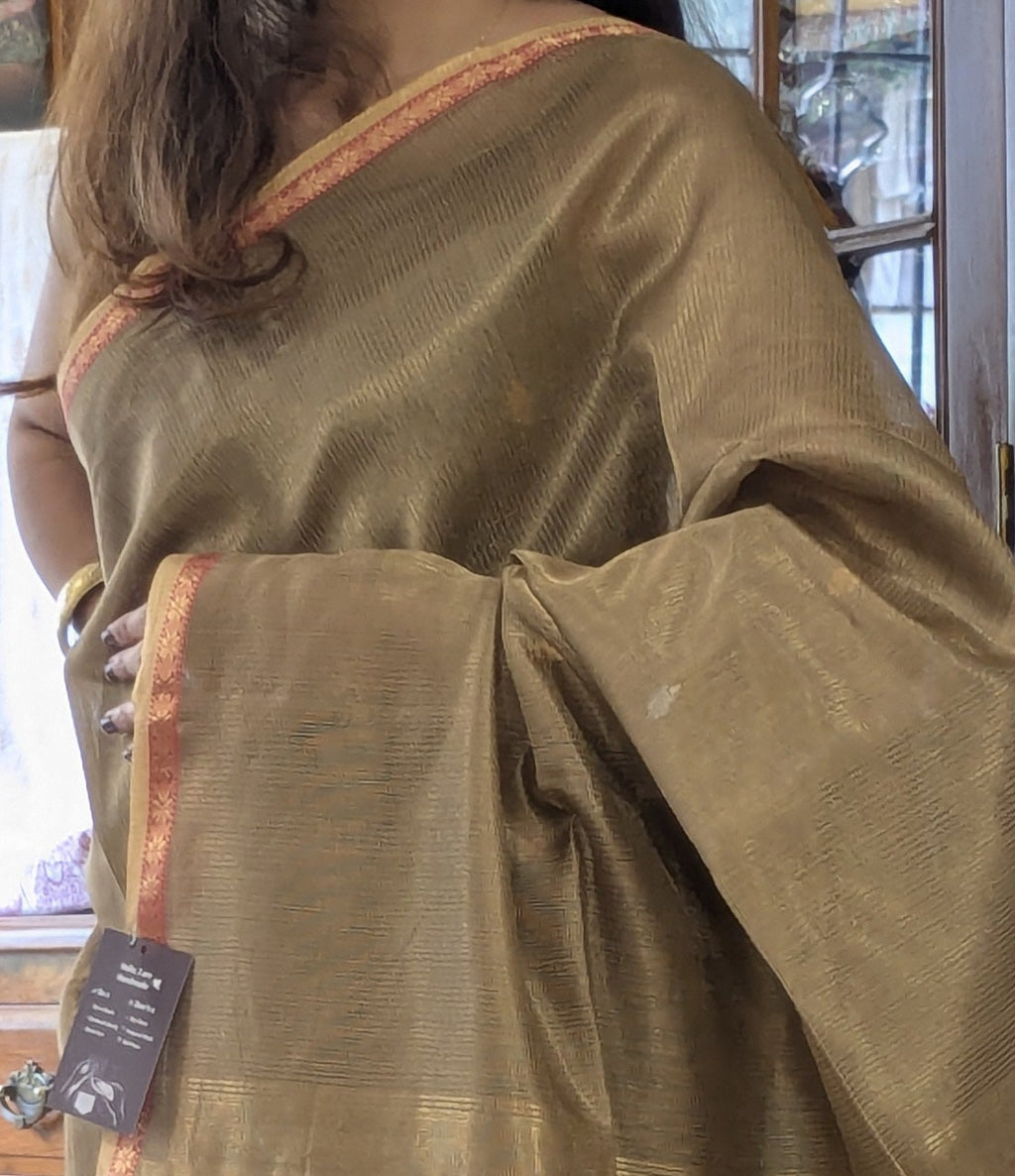 Maheshwari Golden Silk Tissue Saree